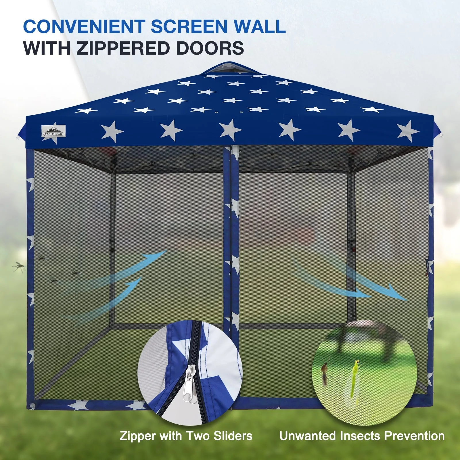 10x10 Outdoor Easy Pop up Canopy with Netting Mesh Side Walls