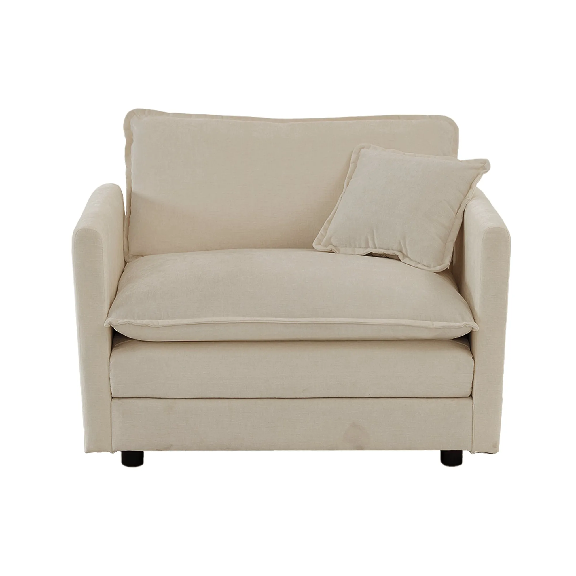 2 Seater Loveseat and Chair Set, 2 Piece Sofa & Chair Set, Loveseat and Accent Chair , 2-Piece Upholstered Chenille Sofa Living Room Couch Furniture(1 2 Seat ) ,Beige Chenille