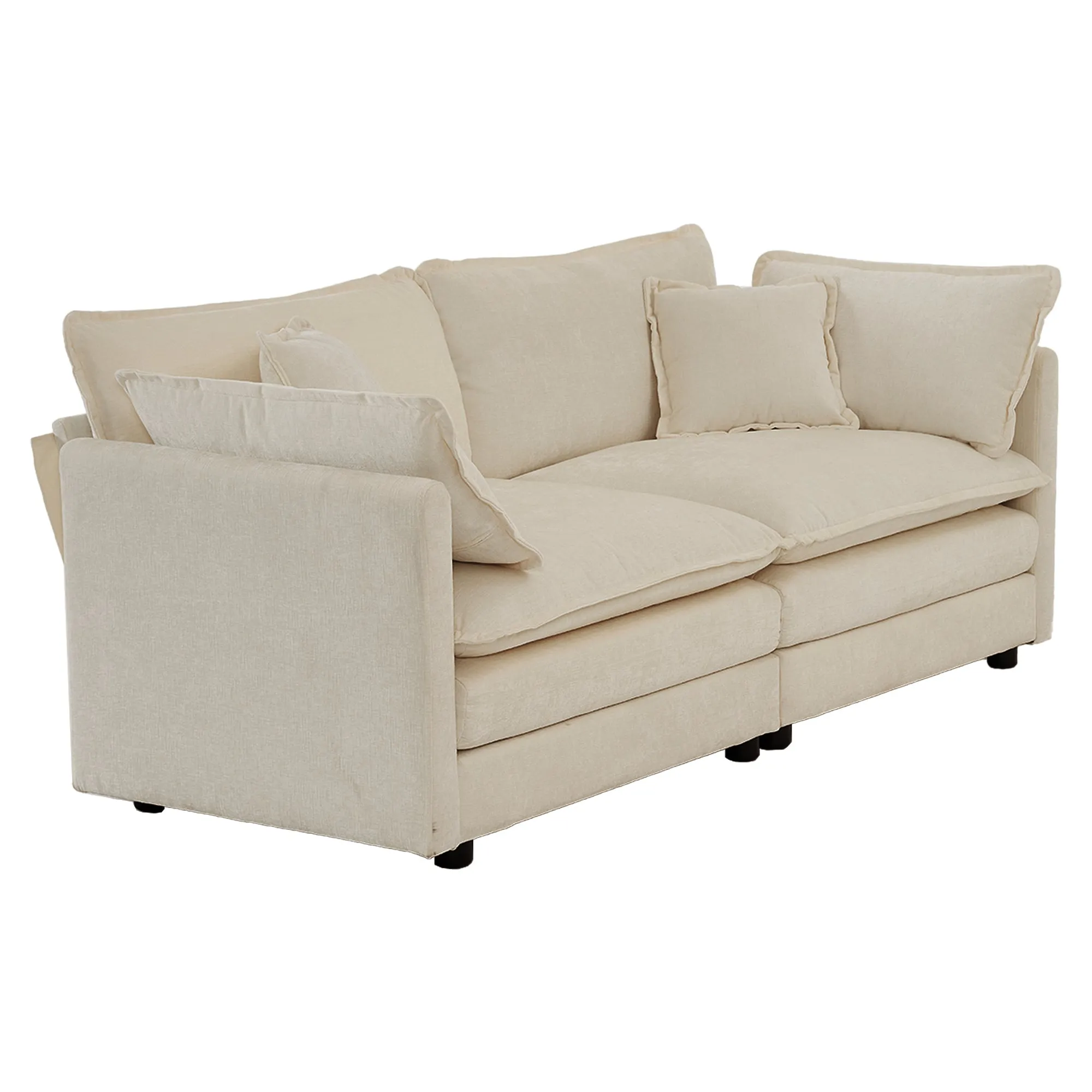 2 Seater Loveseat and Chair Set, 2 Piece Sofa & Chair Set, Loveseat and Accent Chair , 2-Piece Upholstered Chenille Sofa Living Room Couch Furniture(1 2 Seat ) ,Beige Chenille