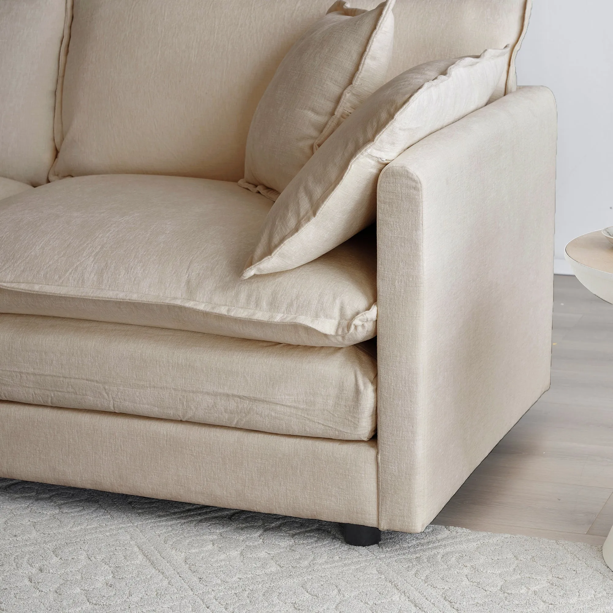 2 Seater Loveseat and Chair Set, 2 Piece Sofa & Chair Set, Loveseat and Accent Chair , 2-Piece Upholstered Chenille Sofa Living Room Couch Furniture(1 2 Seat ) ,Beige Chenille