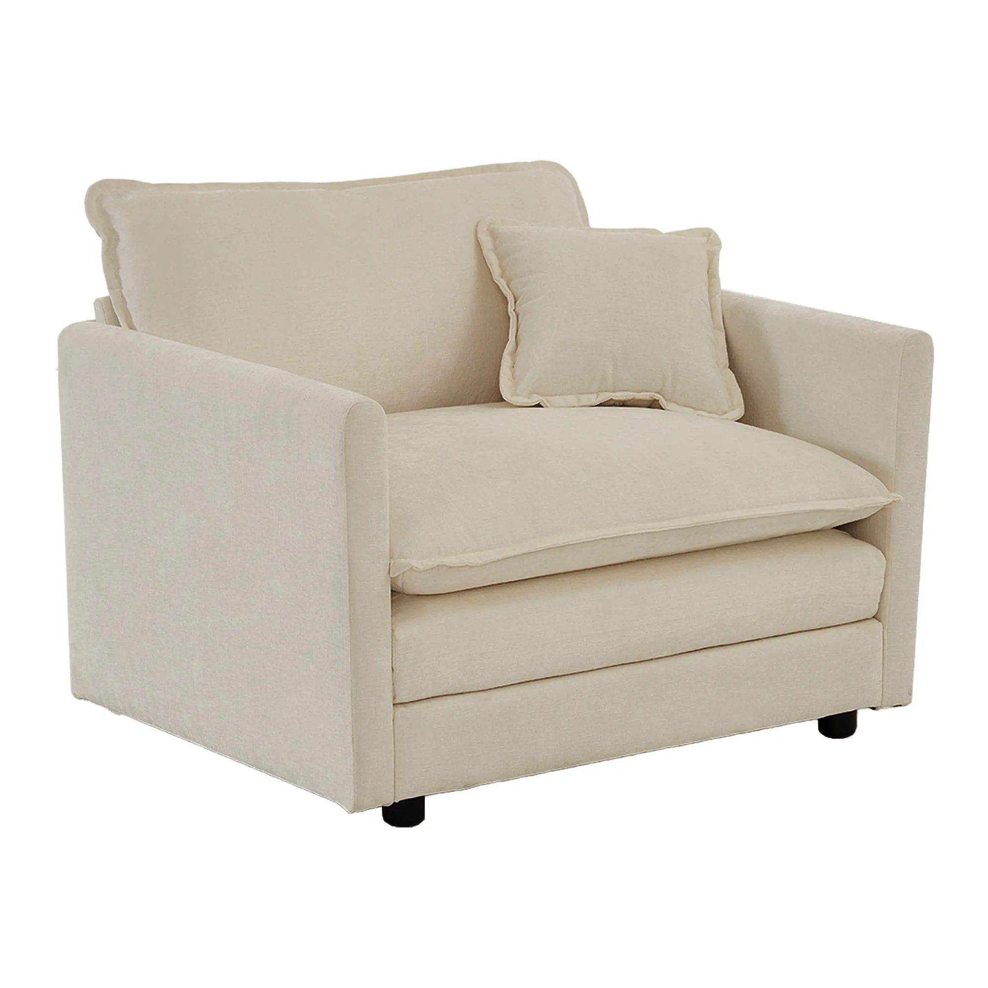 2 Seater Loveseat and Chair Set, 2 Piece Sofa & Chair Set, Loveseat and Accent Chair , 2-Piece Upholstered Chenille Sofa Living Room Couch Furniture(1 2 Seat ) ,Beige Chenille