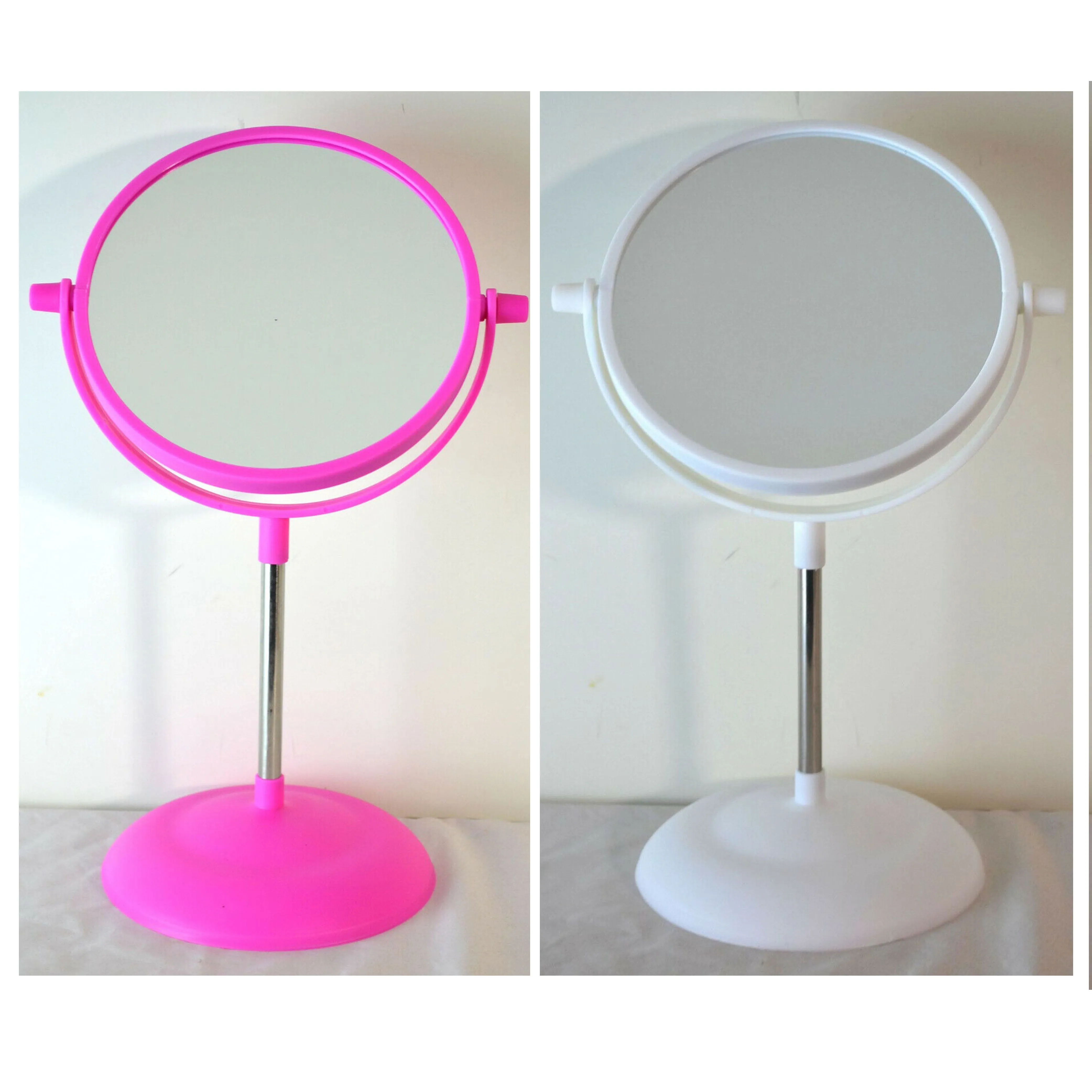 2 Vanity Makeup Mirror 5X Magnifying Tabletop Dual Sided Swivel Round Standing