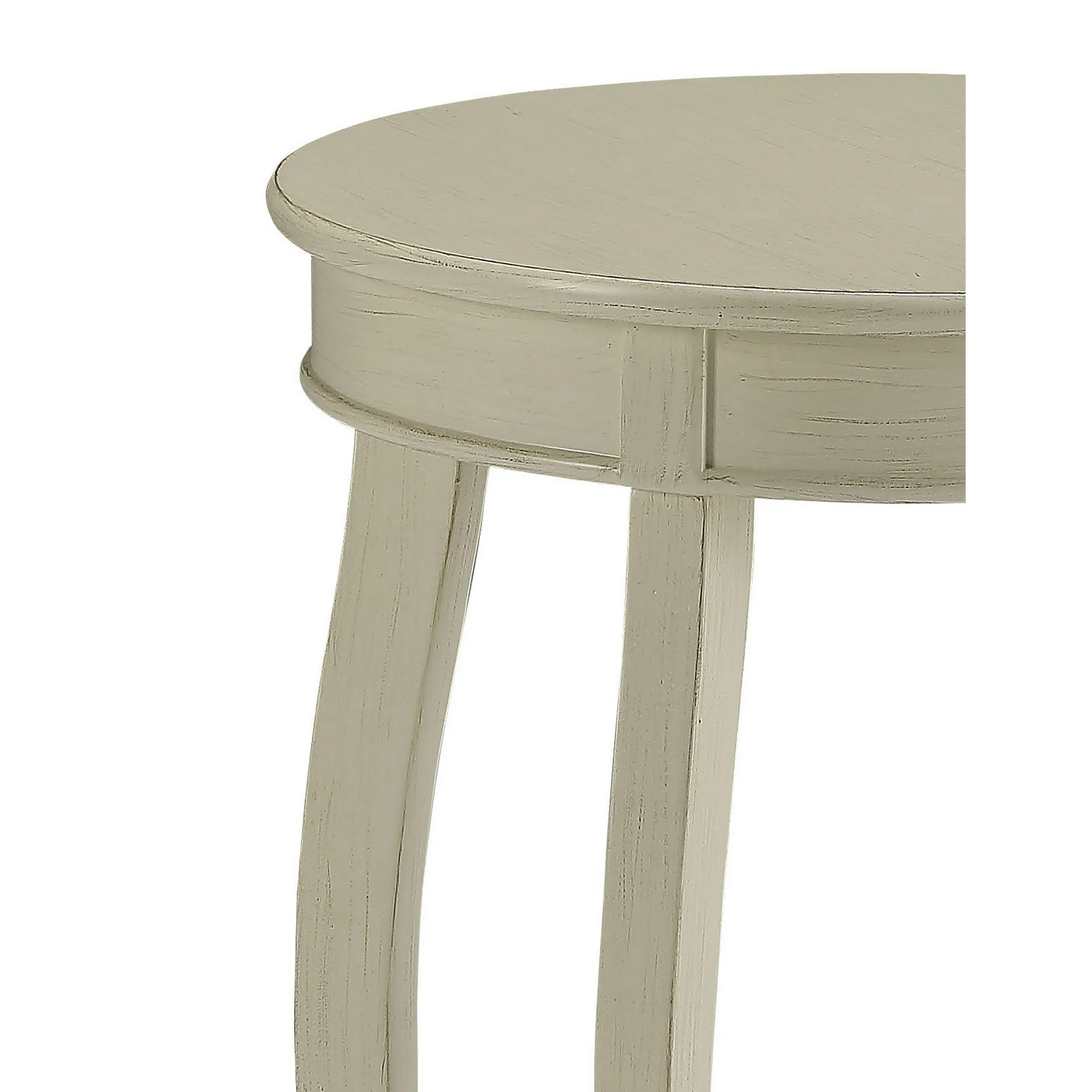 24 Inch Round Side Table With Open Bottom Shelf, White  By Benzara