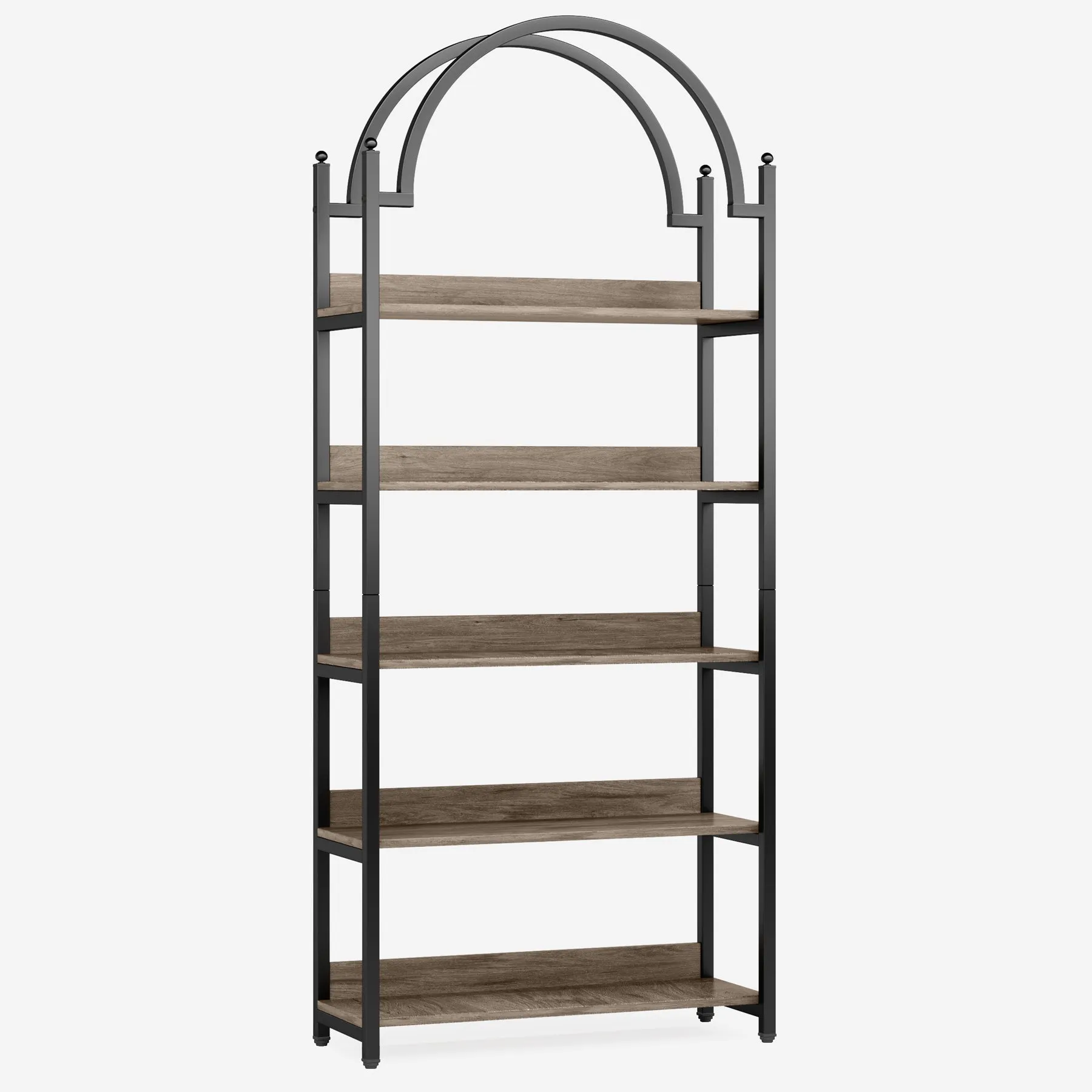 5-Shelf Bookshelf, 72.44" Arched Etagere Open Bookcase