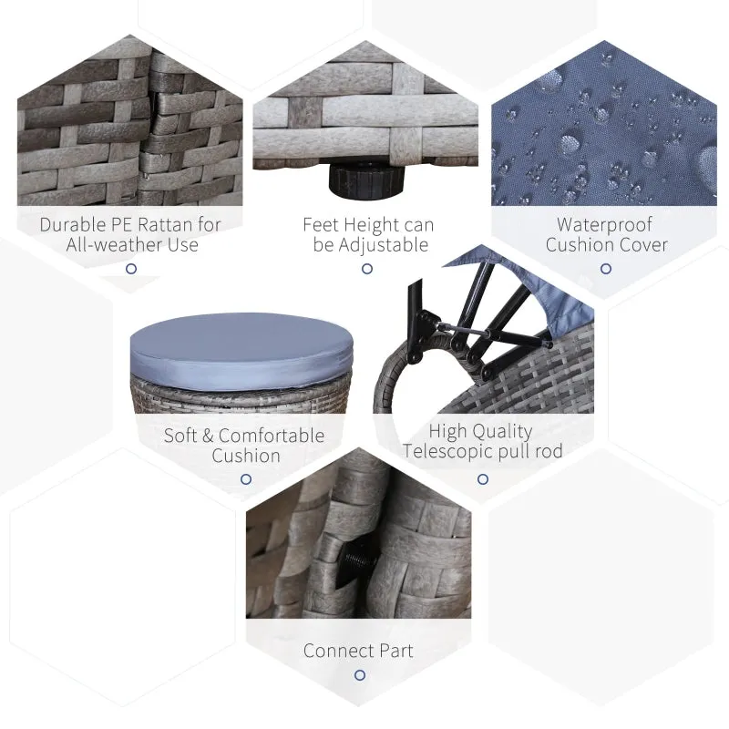 5pc Outdoor Wicker Rattan Round Sofa Patio Set - Grey
