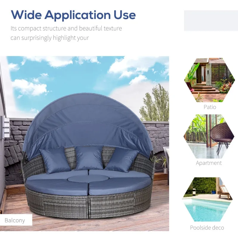 5pc Outdoor Wicker Rattan Round Sofa Patio Set - Grey