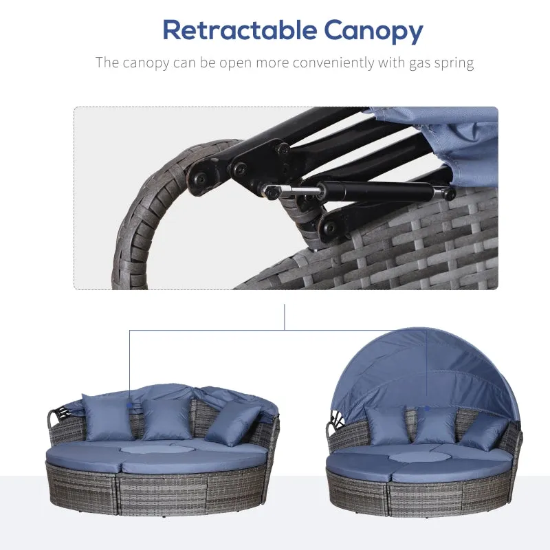 5pc Outdoor Wicker Rattan Round Sofa Patio Set - Grey