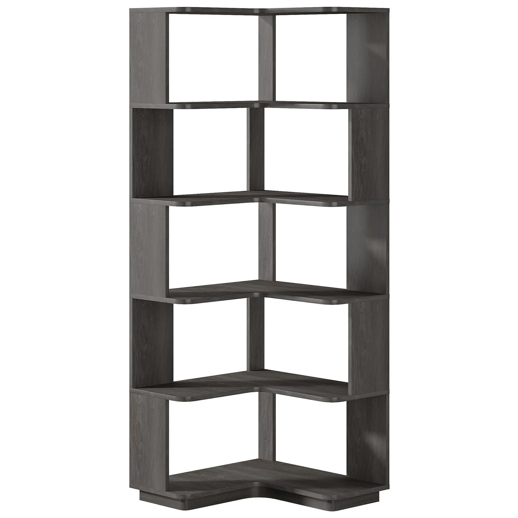 6-Tier Corner Bookshelf, 64.96" Corner Bookcase with Anti-Drop Panel