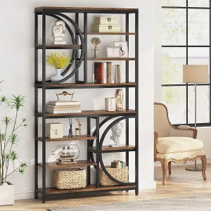 77" Bookshelf, Industrial 8-Tier Etagere Bookcase Open Display Shelves