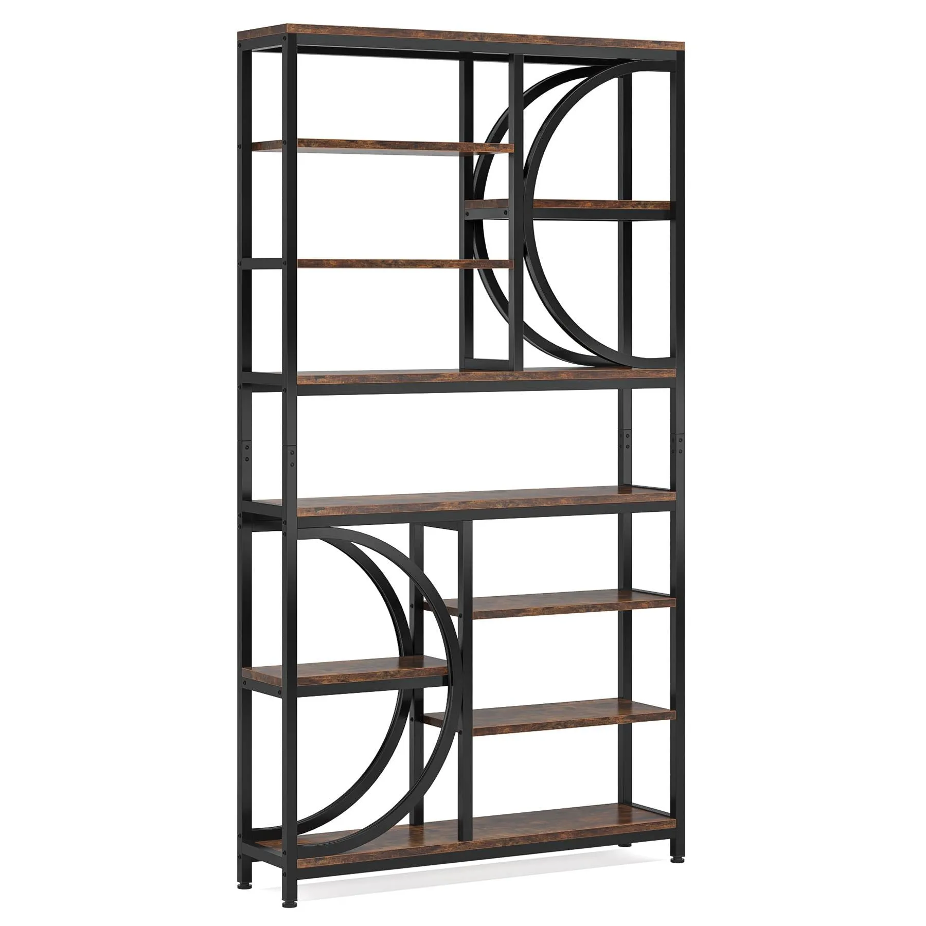 77" Bookshelf, Industrial 8-Tier Etagere Bookcase Open Display Shelves
