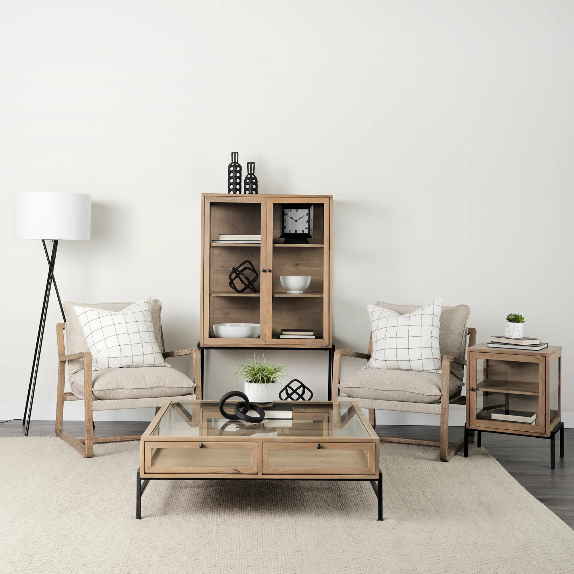 Arezo Display Cabinet - Light Brown