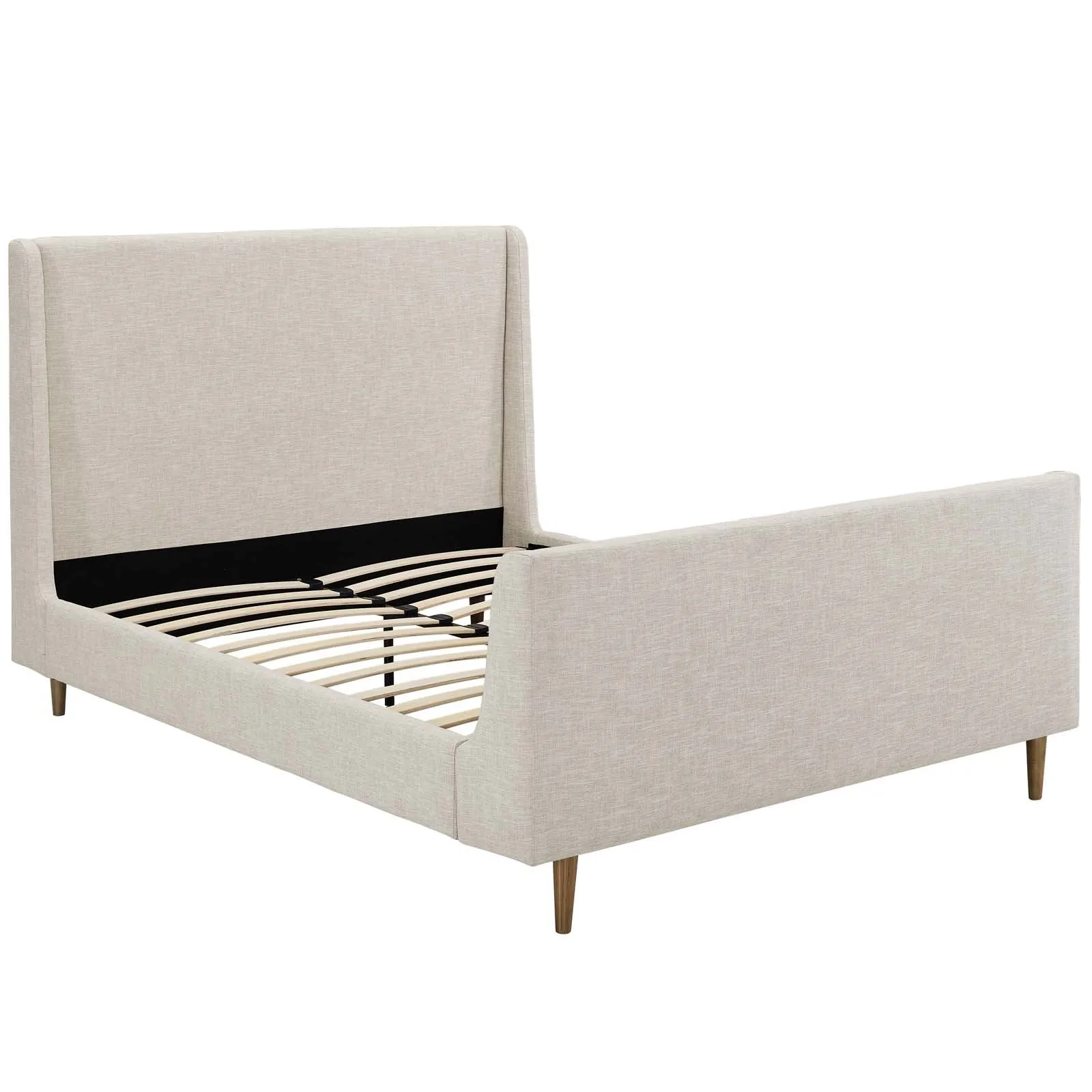 Aubree Upholstered Fabric Sleigh Platform Bed