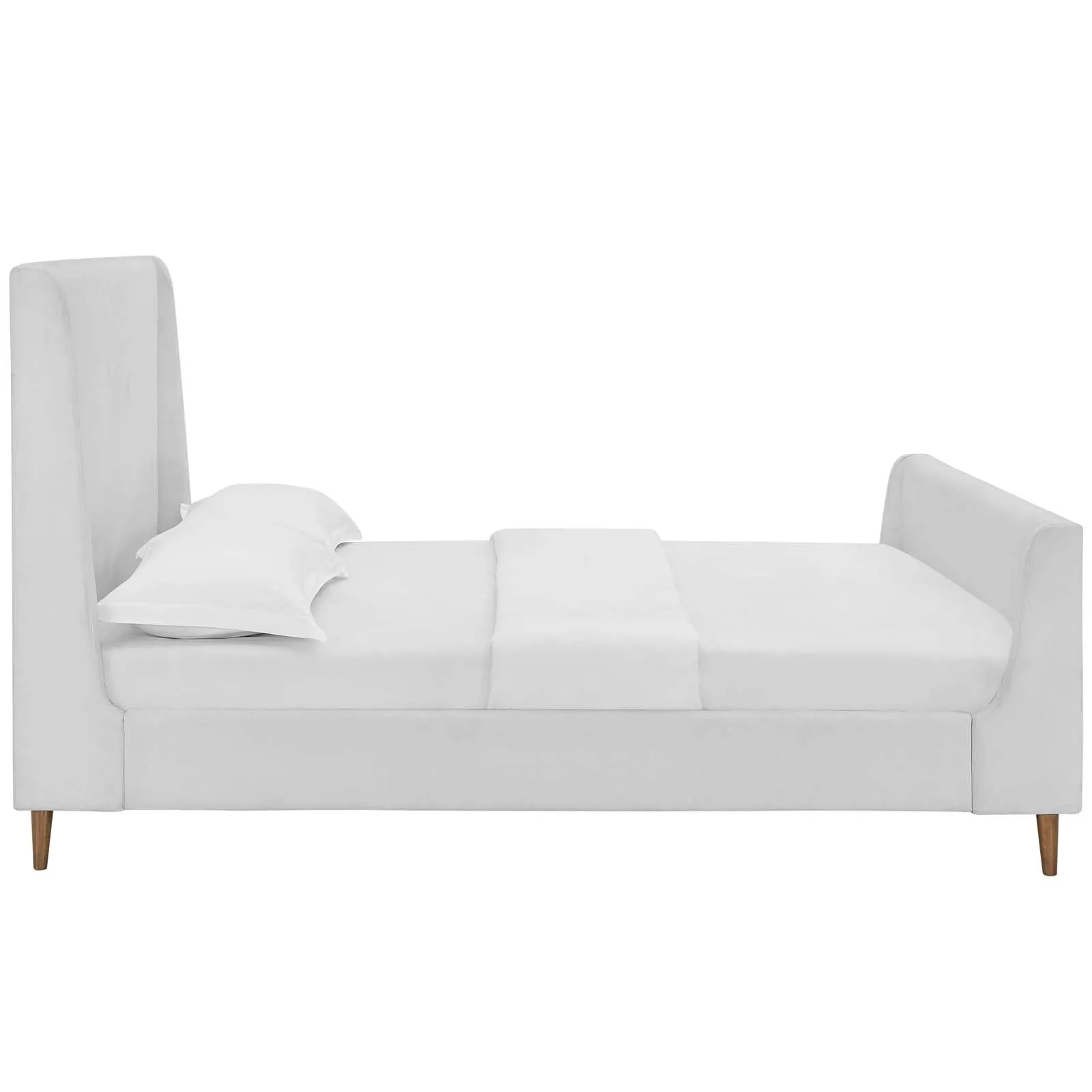 Aubree Upholstered Fabric Sleigh Platform Bed