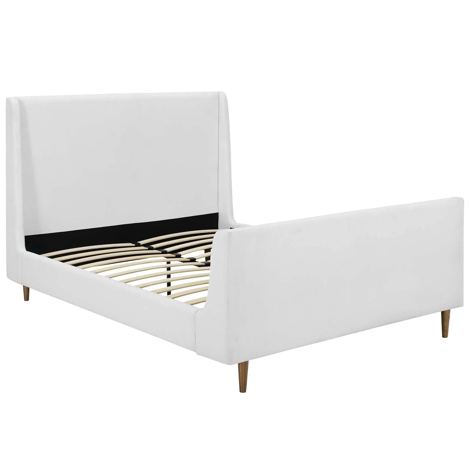 Aubree Upholstered Fabric Sleigh Platform Bed