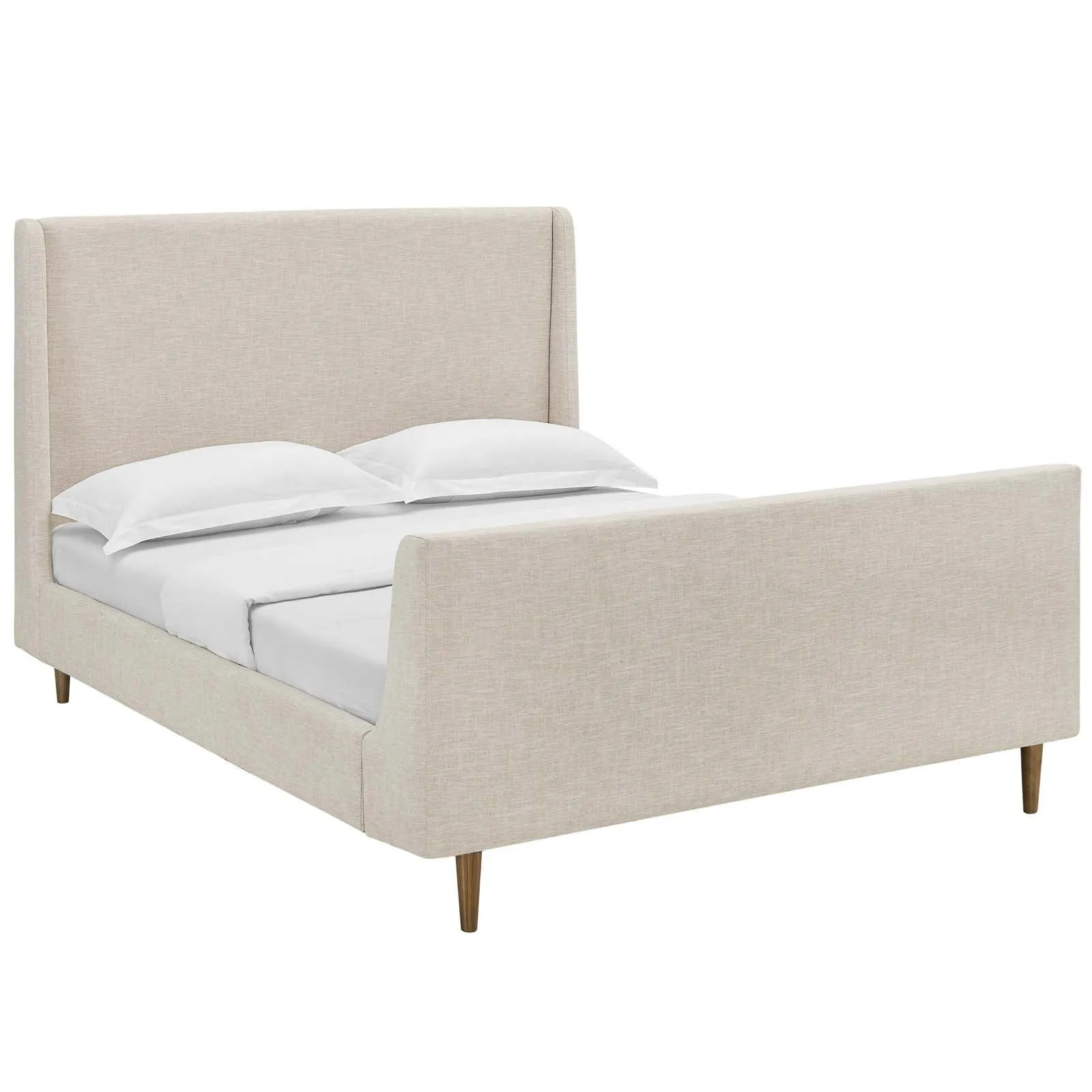 Aubree Upholstered Fabric Sleigh Platform Bed