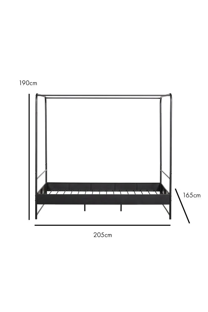 Black Metal Four-Poster Bed - King Size