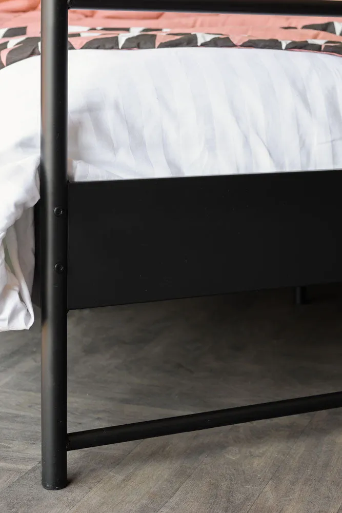 Black Metal Four-Poster Bed - King Size