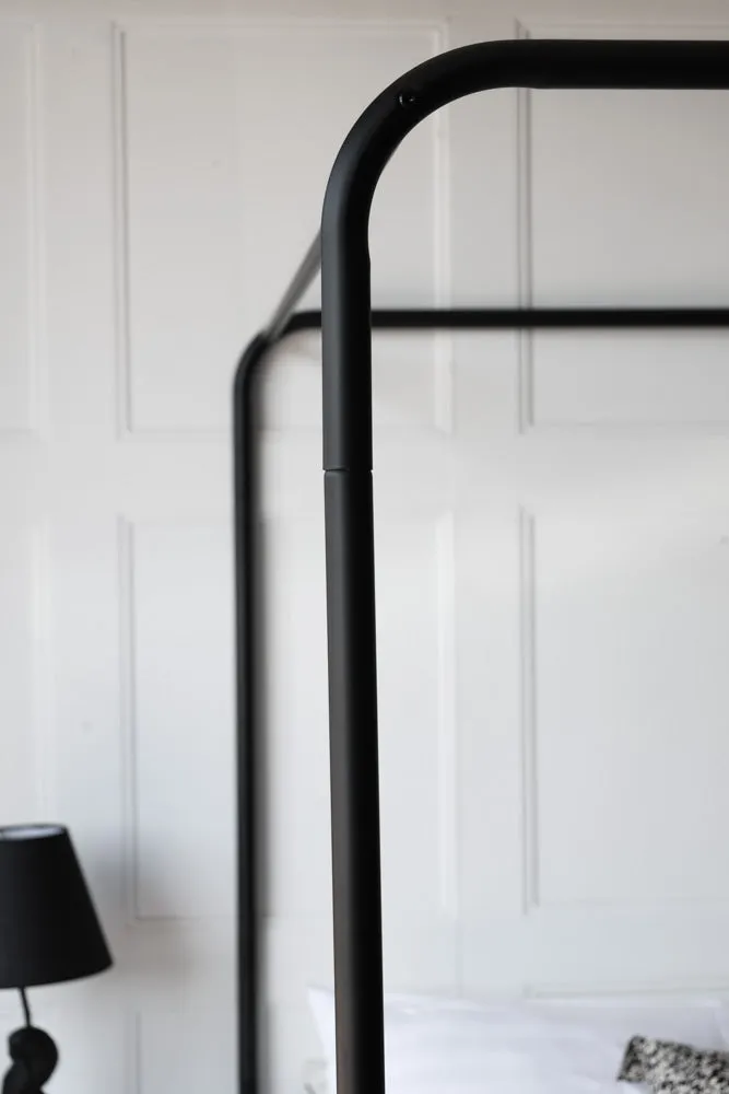 Black Metal Four-Poster Bed - King Size