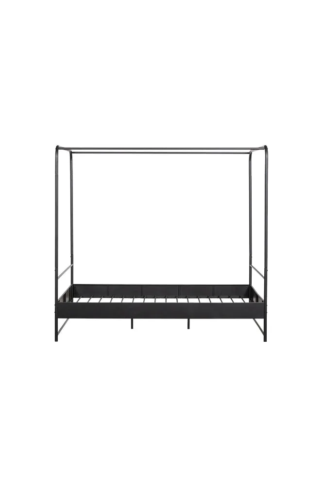 Black Metal Four-Poster Bed - King Size