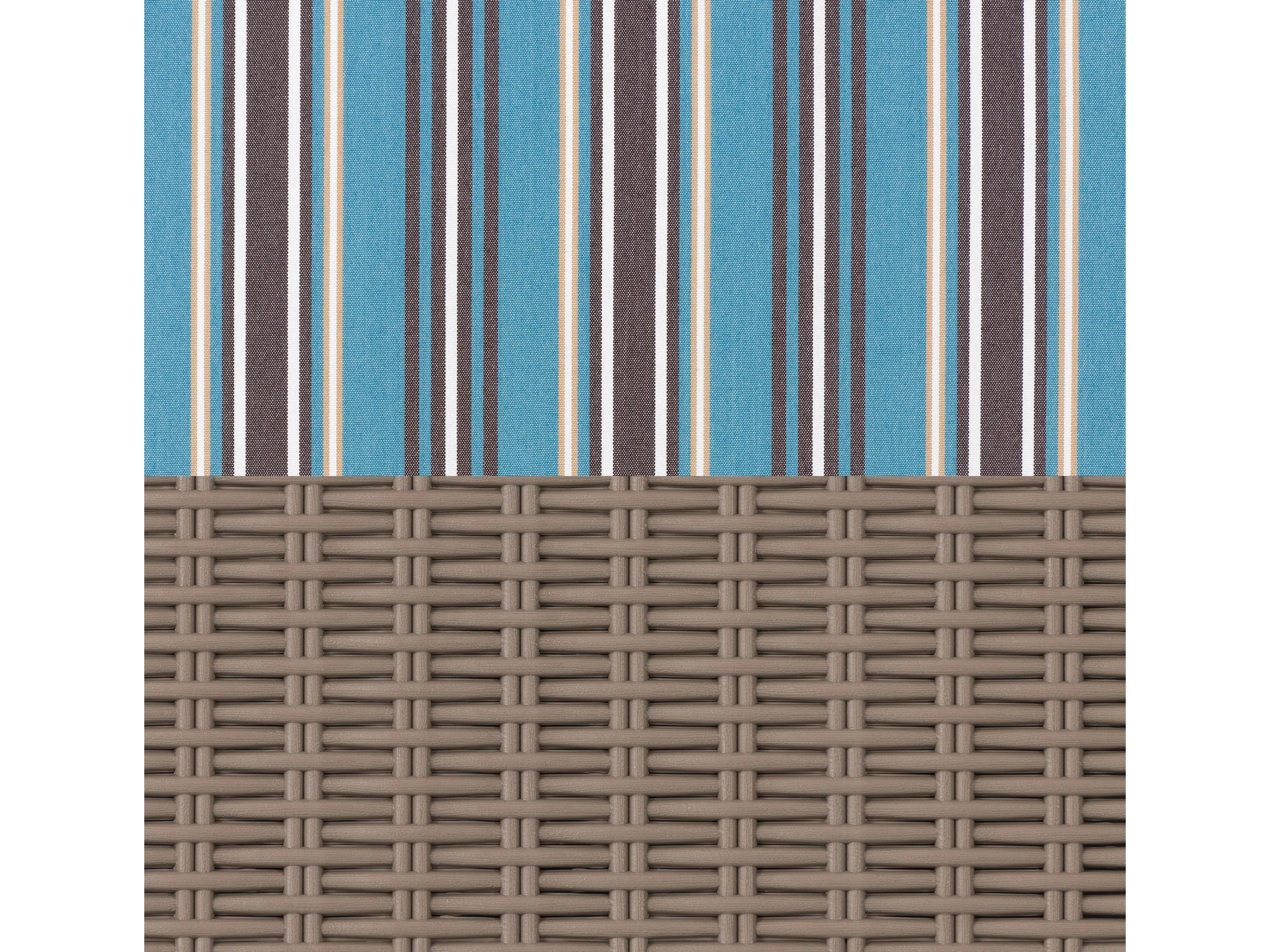 Blue and Brown Stripes Patio Recliner and Ottoman Set, 5pc