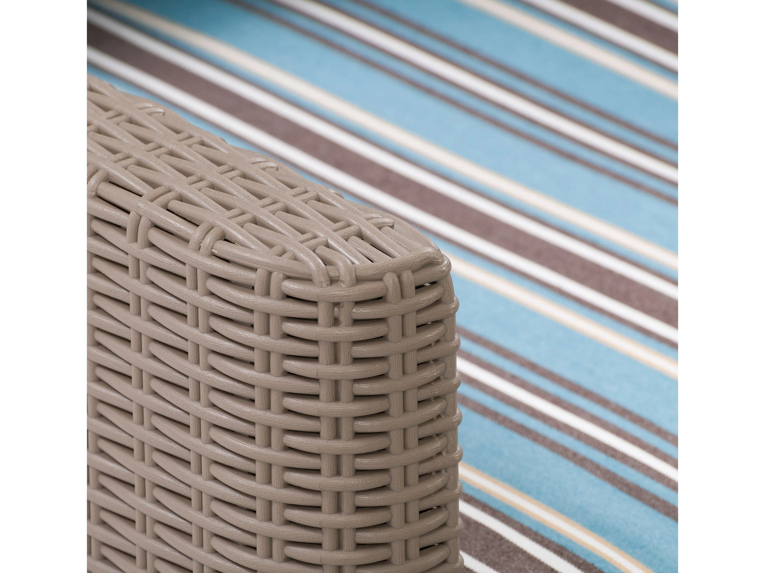 Blue and Brown Stripes Patio Recliner and Ottoman Set, 5pc