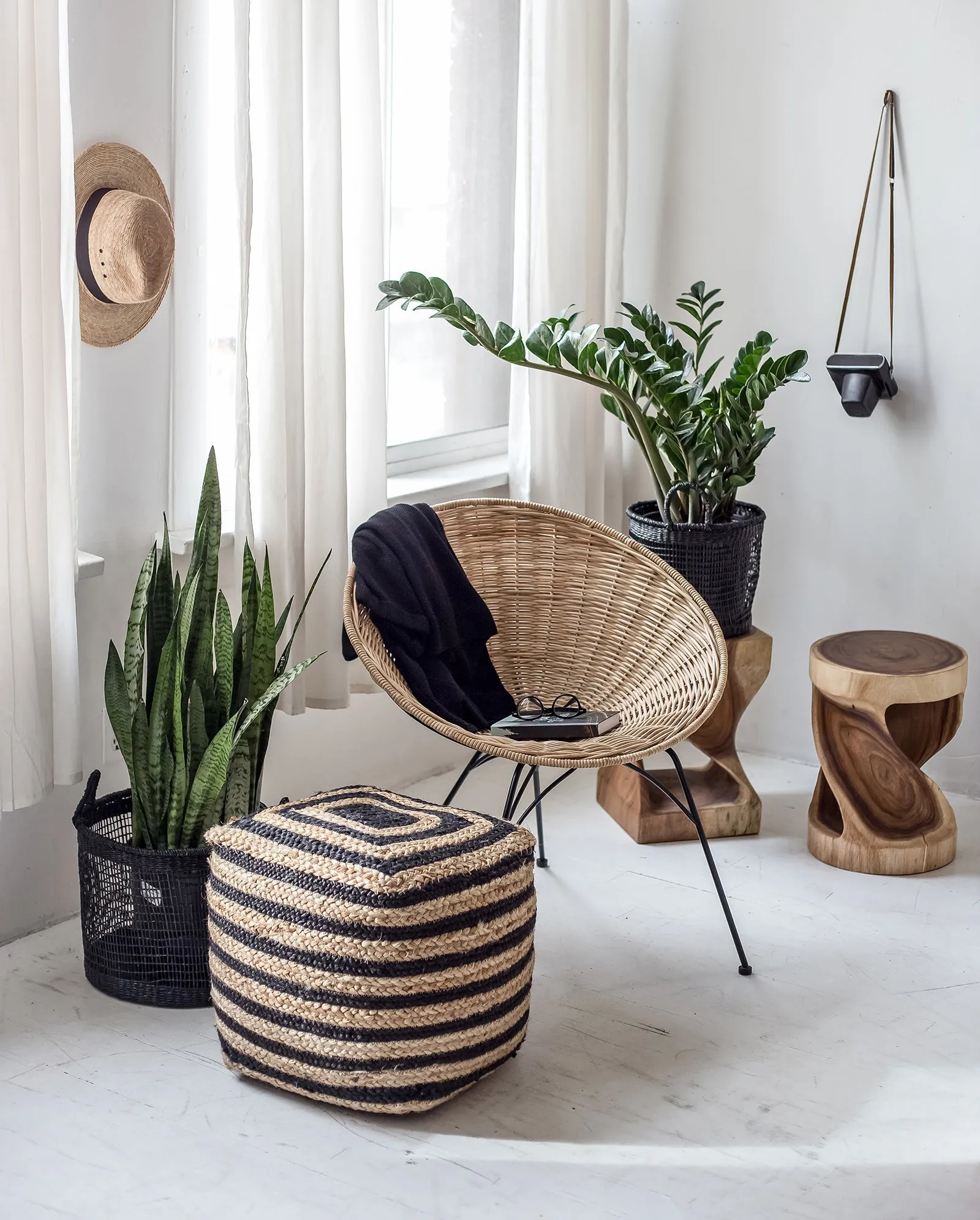 Bohemian Jute Pouf