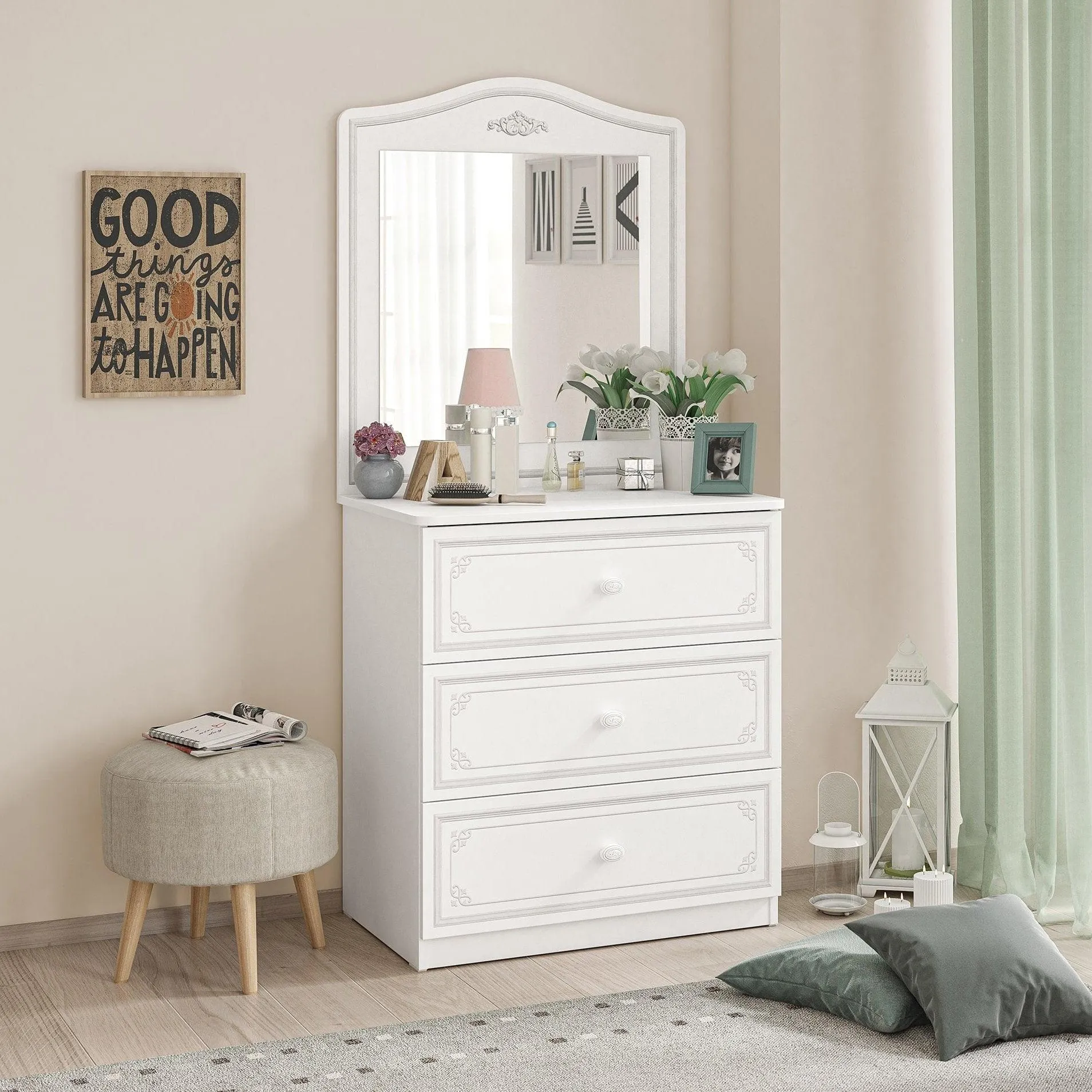 Cilek Selena Grey Dresser Mirror Only (Fits dresser and large dresser)