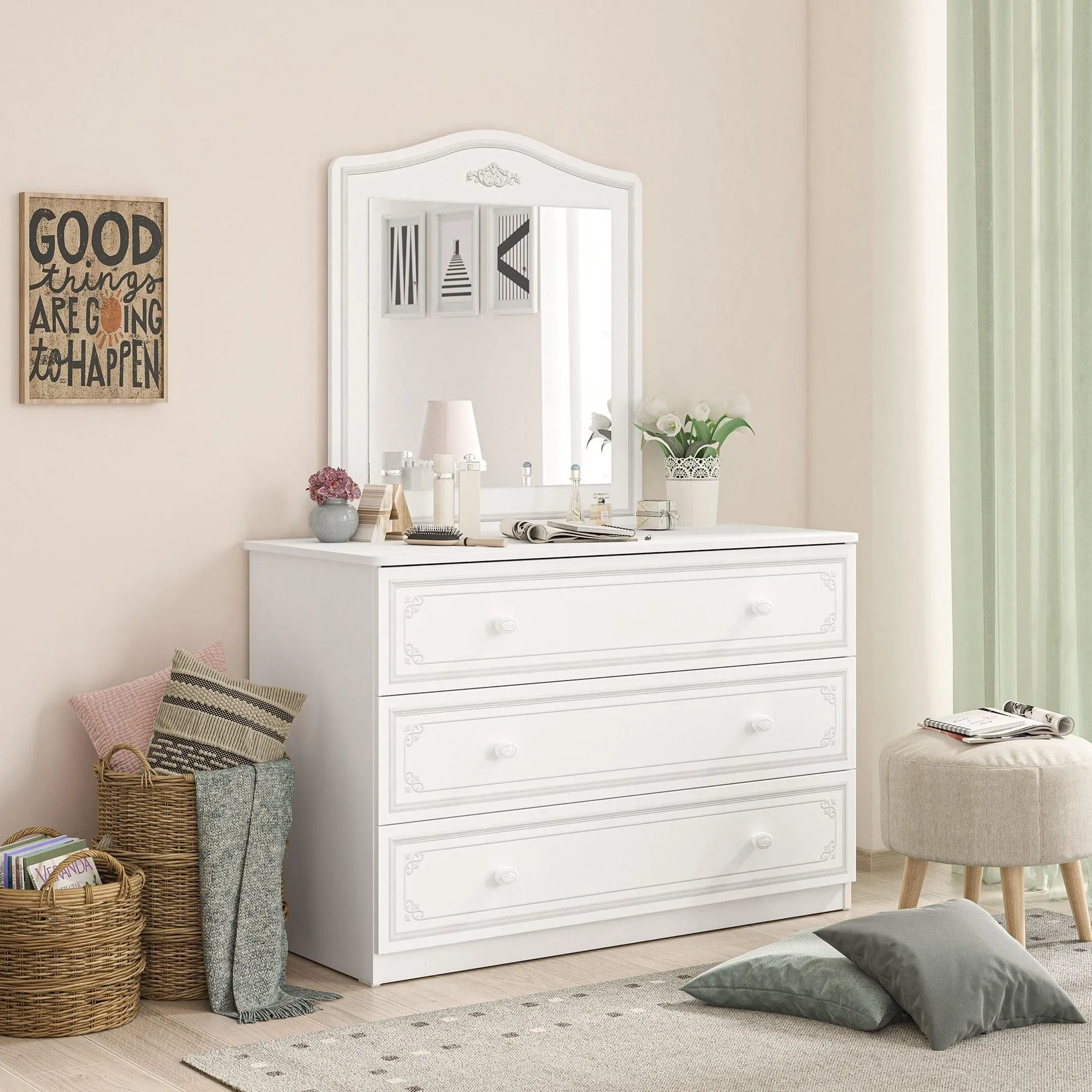 Cilek Selena Grey Dresser Mirror Only (Fits dresser and large dresser)