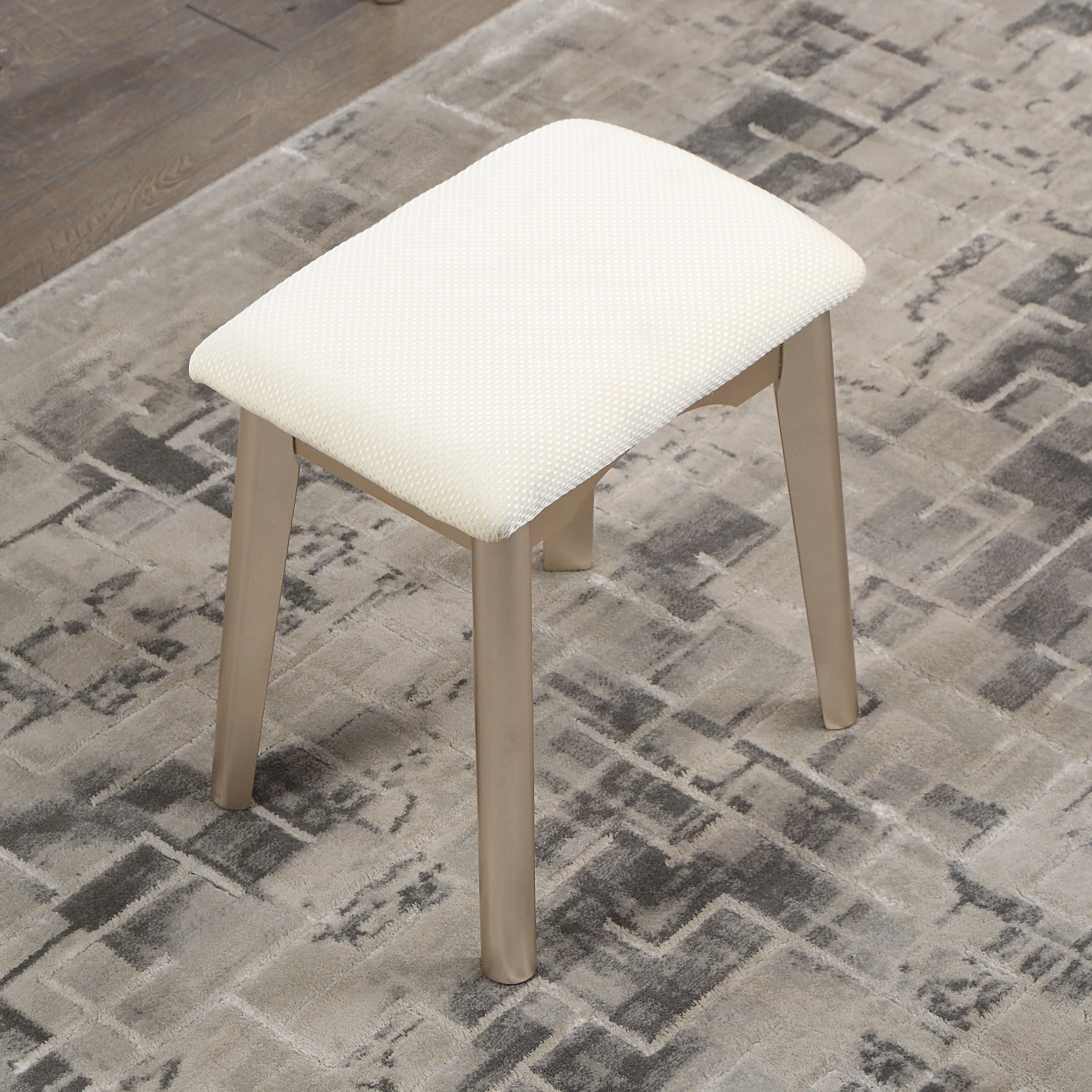 Couch.com Maly Contemporary Wood Vanity And Stool Set Gold, Modern Style, Wood Construction, Gold Finish by Couch.com