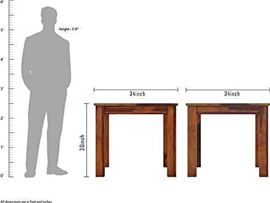 Credenza Solid Sheesham Wood Dining Table 4 Seater with 3 Chairs & 1 Bench | Home Dining Room Furniture Teak Wood Dining Table 4 Seater | Honey Finish