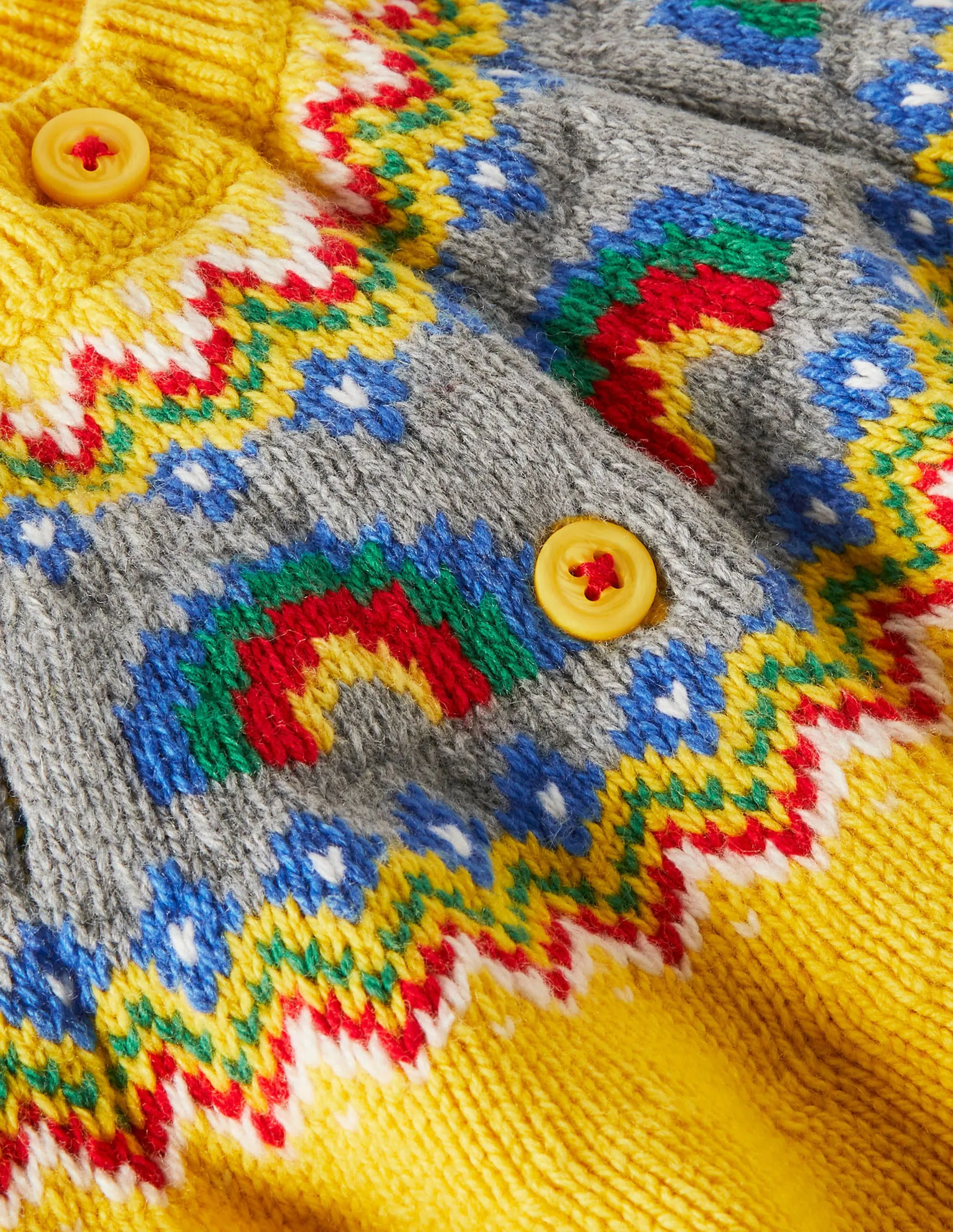 Fair Isle Cardigan-Honeycomb Yellow Rainbows