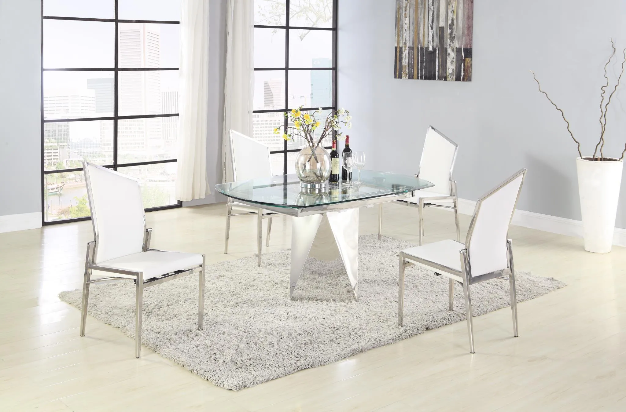 Modern Glo Extendable Dining Table with Sleek Design and Adjustable Length