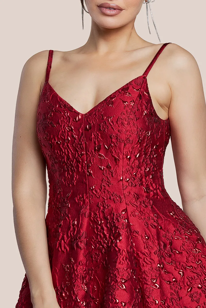 Goddiva Jacquard Strappy Midi Dress