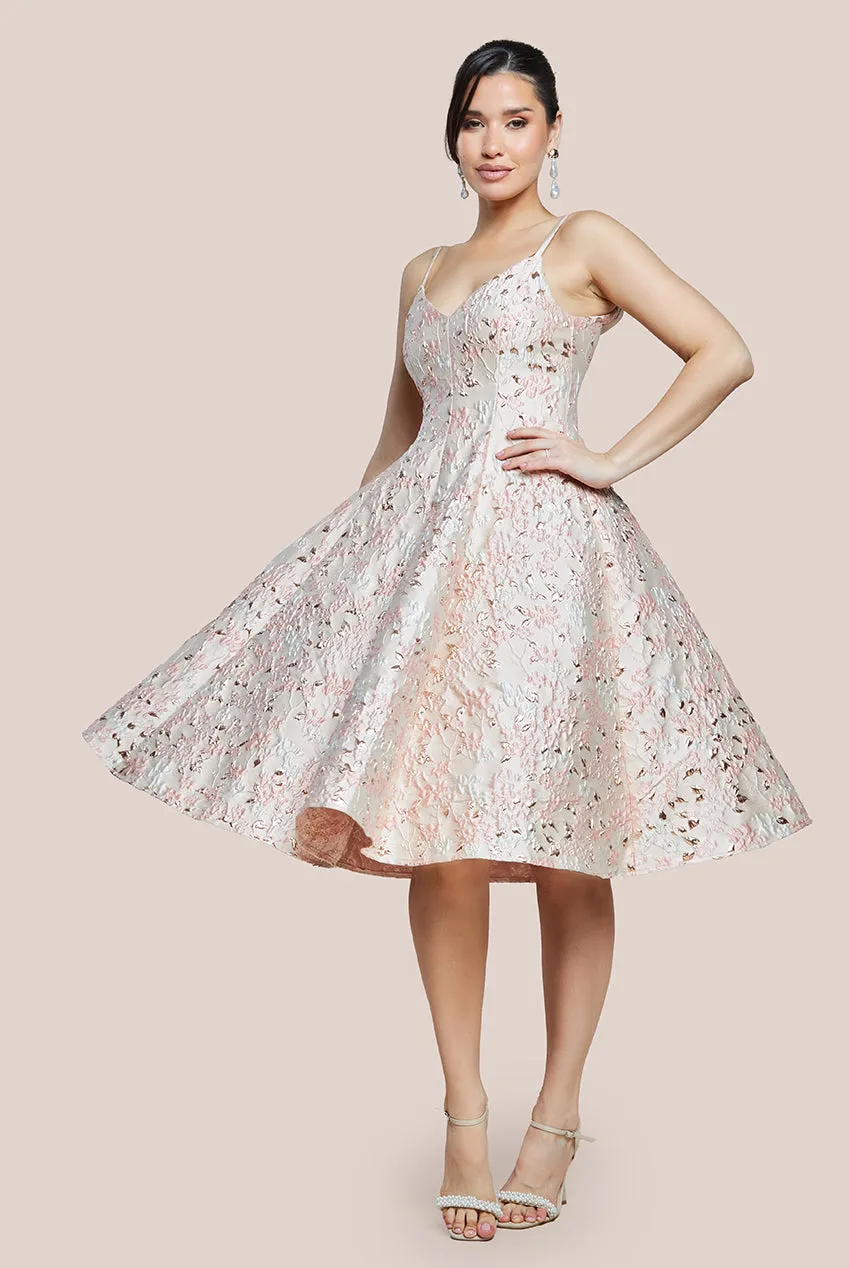 Goddiva Jacquard Strappy Midi Dress