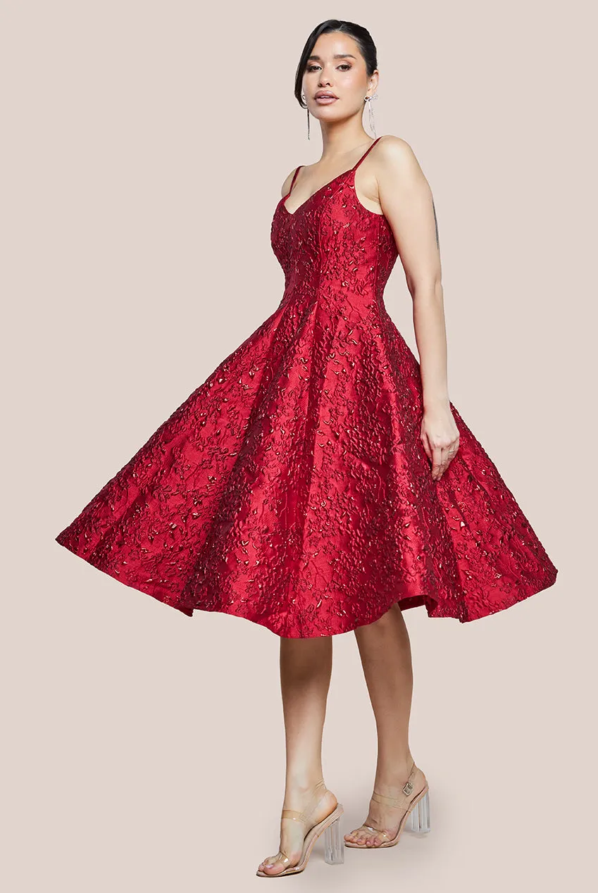 Goddiva Jacquard Strappy Midi Dress