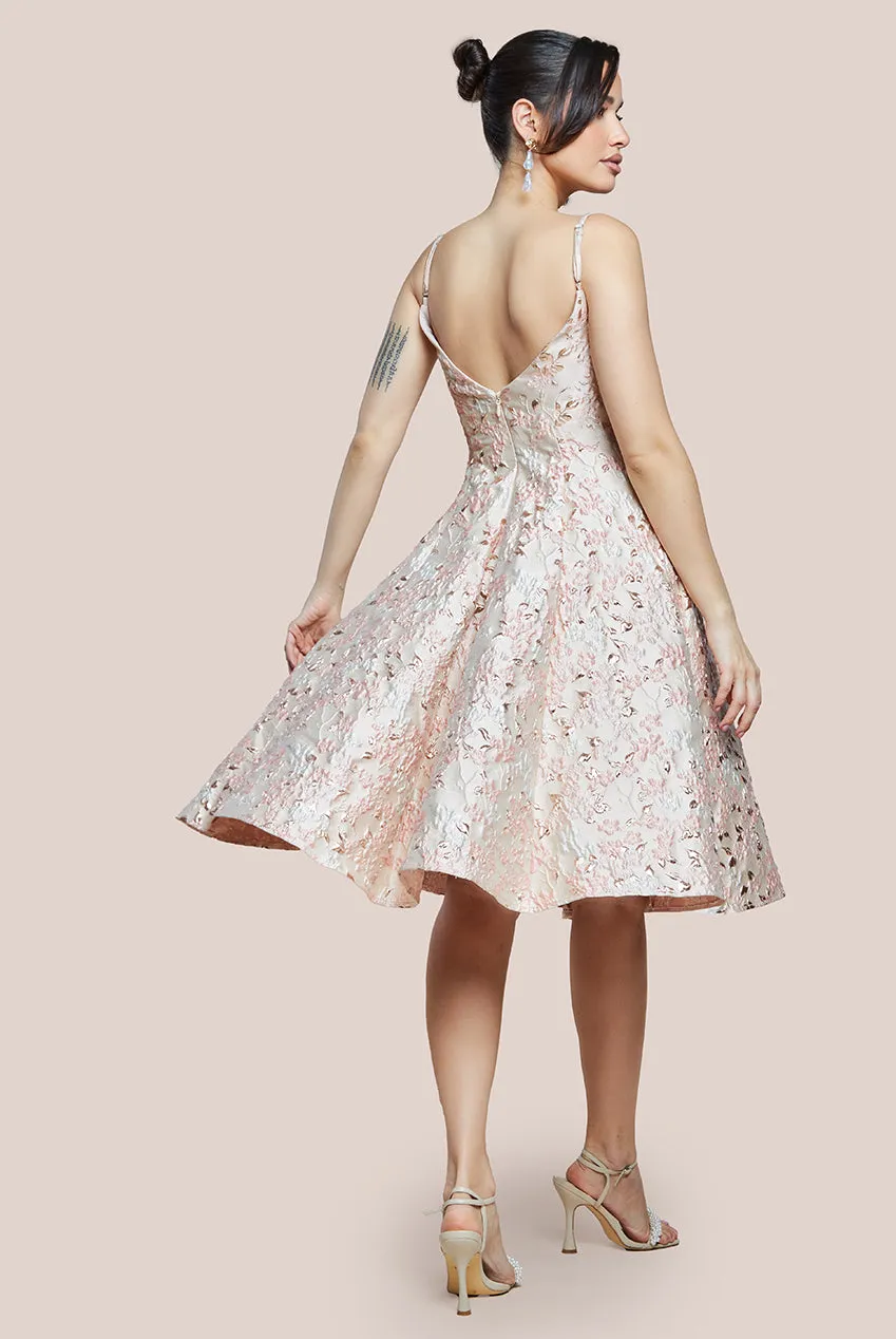 Goddiva Jacquard Strappy Midi Dress