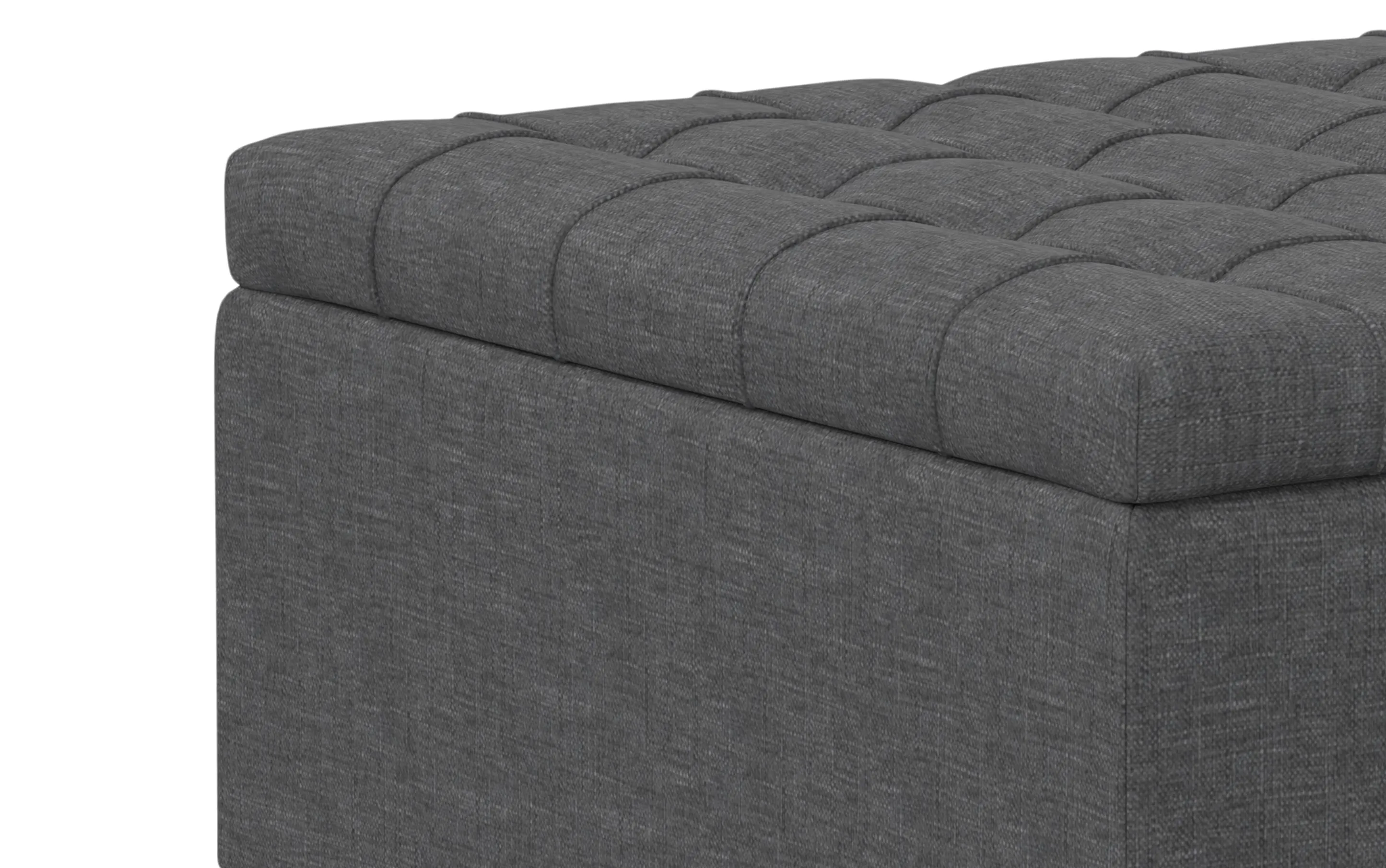 Harrison Small Square Coffee Table Storage Ottoman in Linen