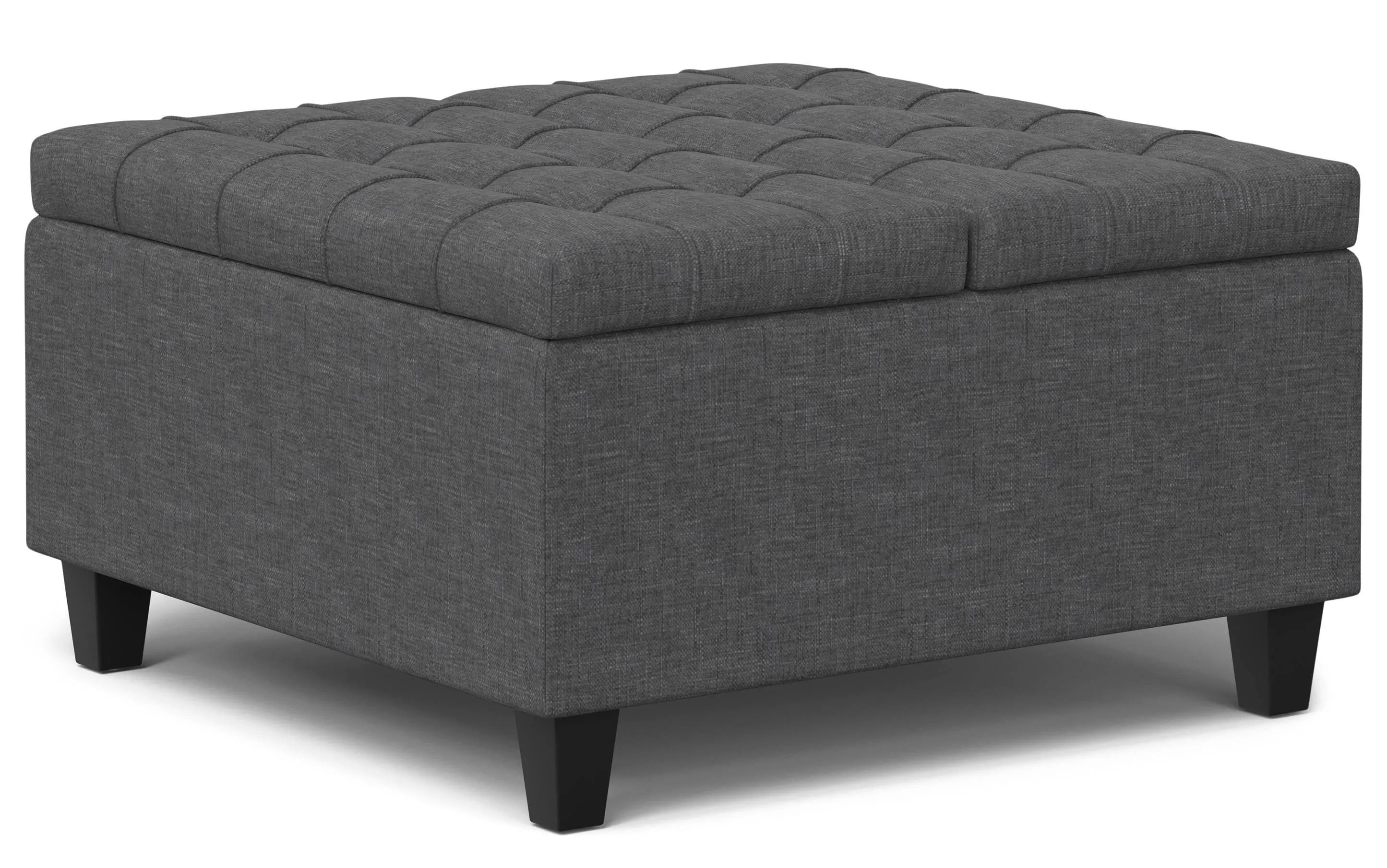 Harrison Small Square Coffee Table Storage Ottoman in Linen