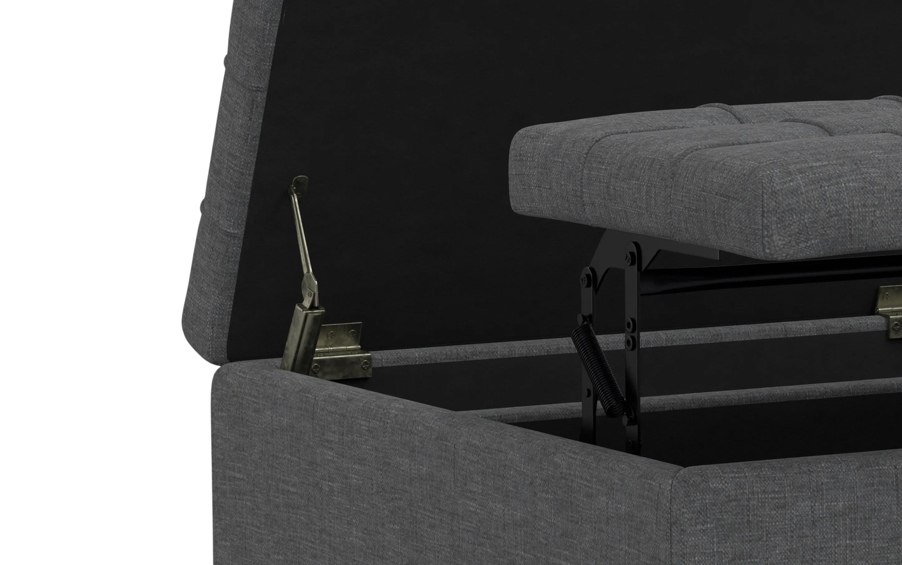 Harrison Small Square Coffee Table Storage Ottoman in Linen