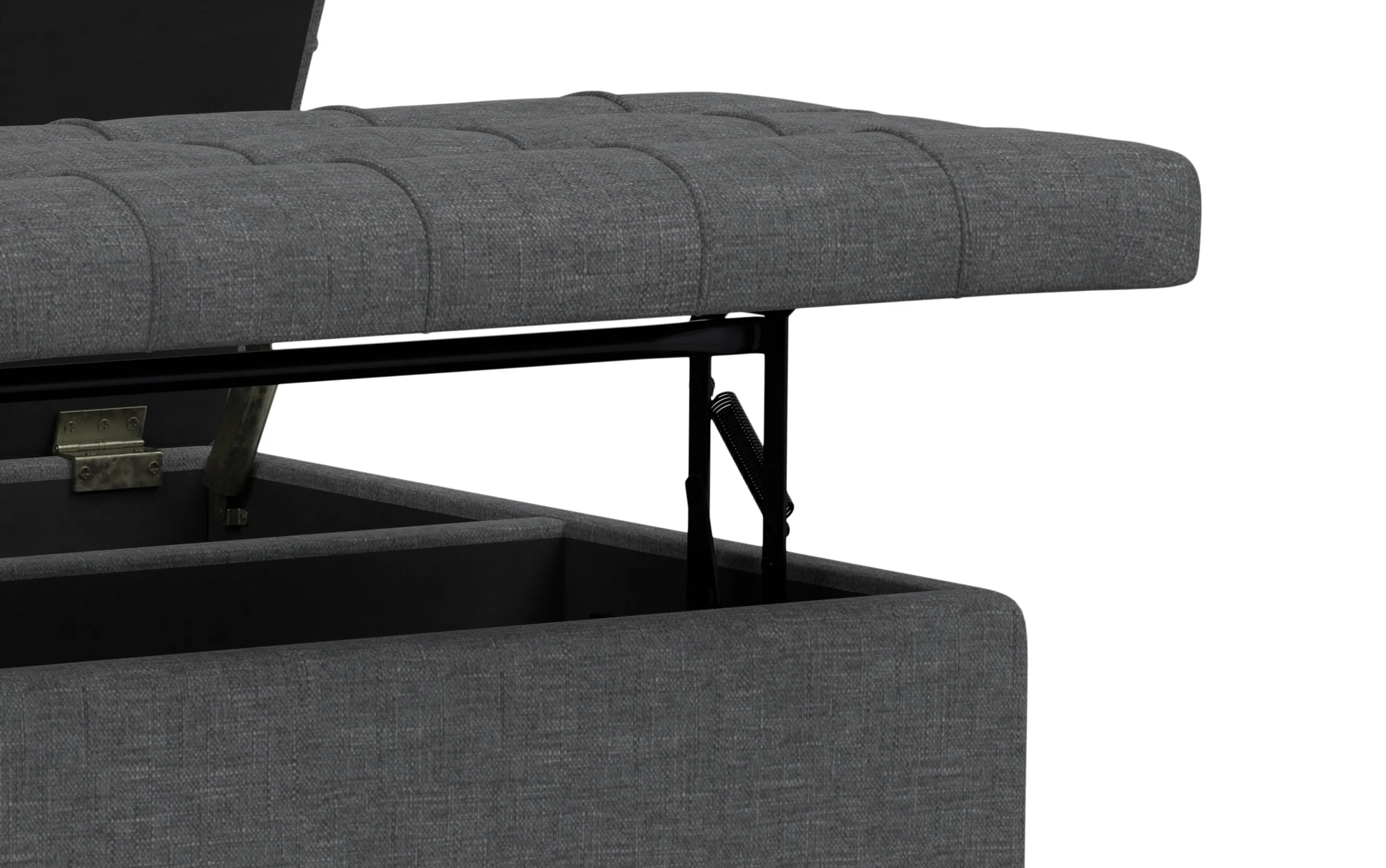 Harrison Small Square Coffee Table Storage Ottoman in Linen