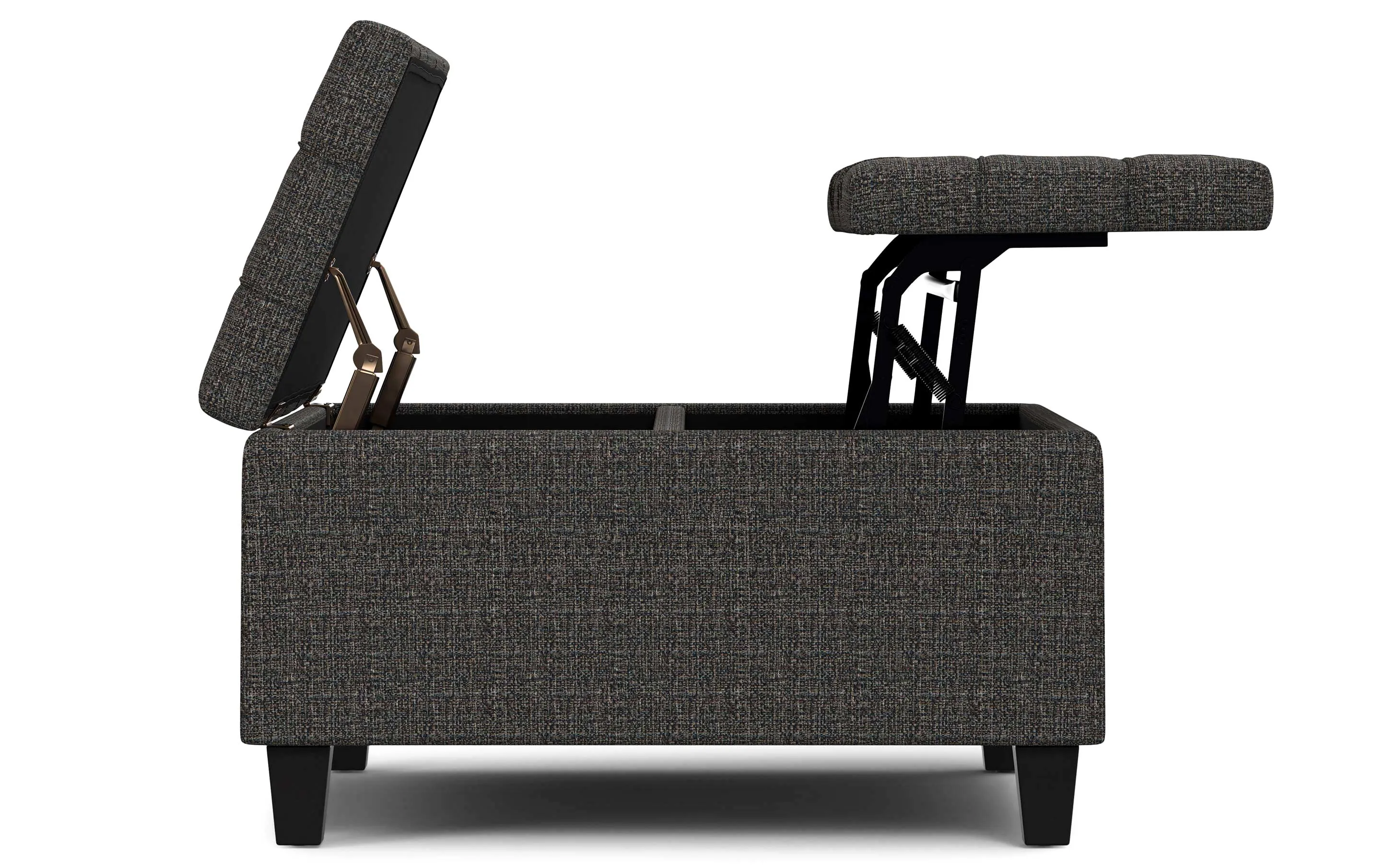 Harrison Small Square Coffee Table Storage Ottoman in Linen