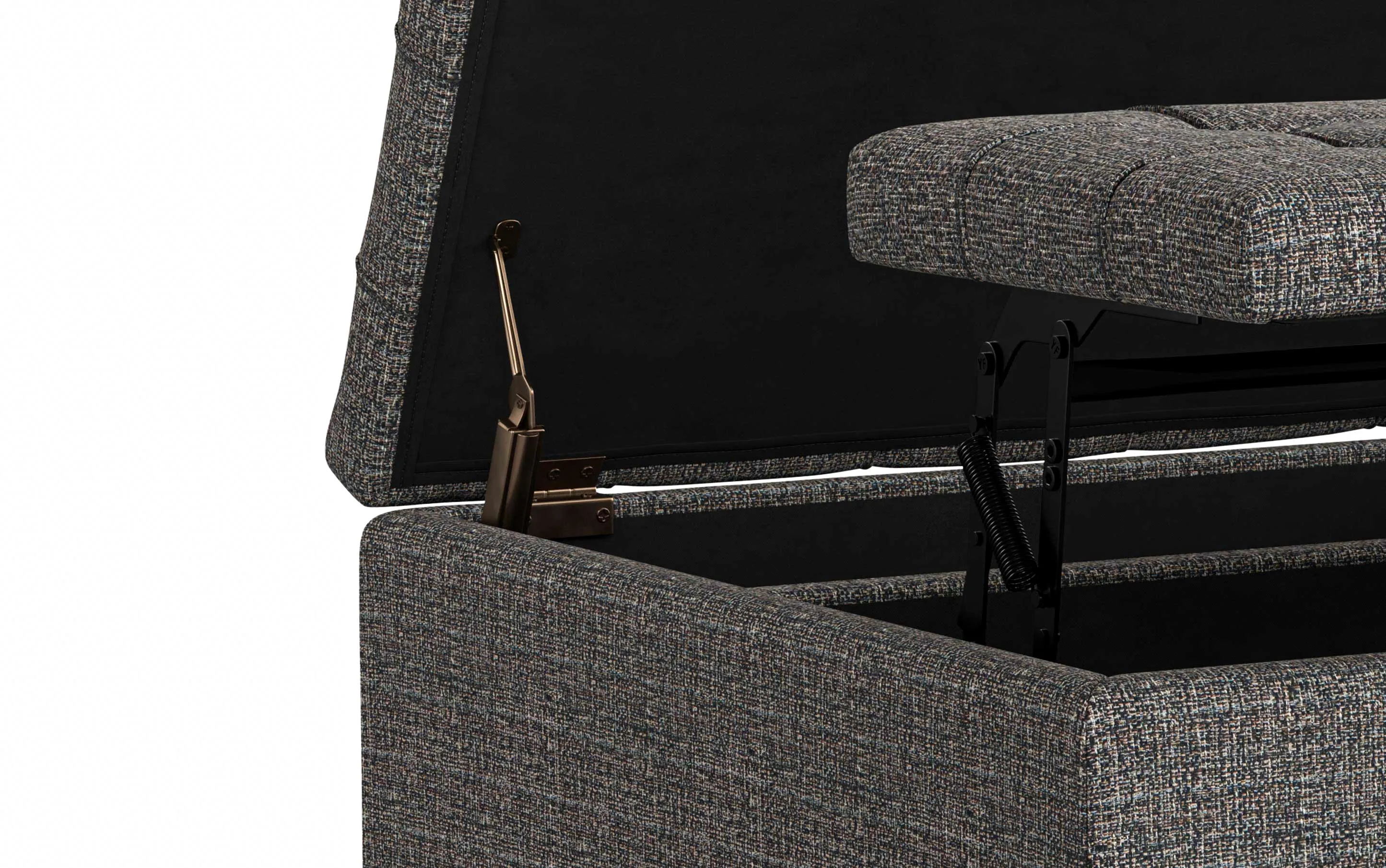 Harrison Small Square Coffee Table Storage Ottoman in Linen