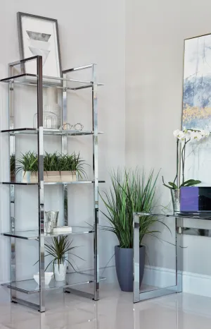 Hartford Glass Shelf Bookcase Chrome
