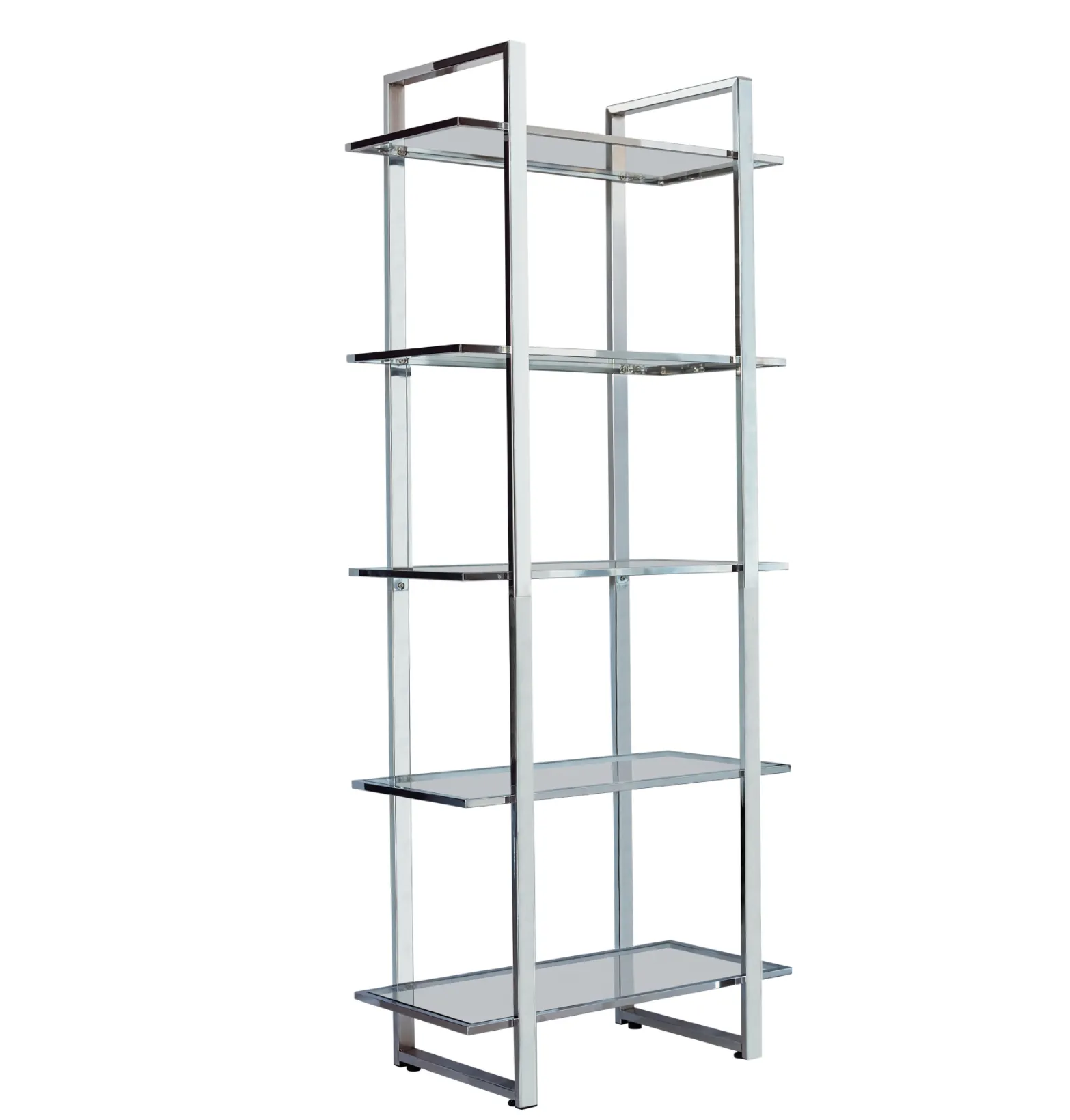 Hartford Glass Shelf Bookcase Chrome