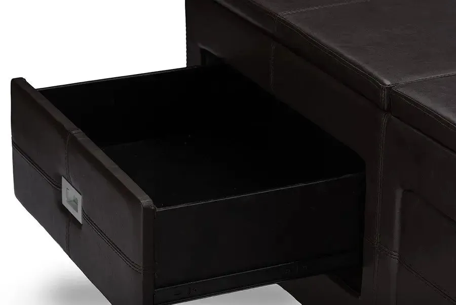 Indy Functional Lift-top Cocktail Ottoman Table with Storage Drawers and Tray