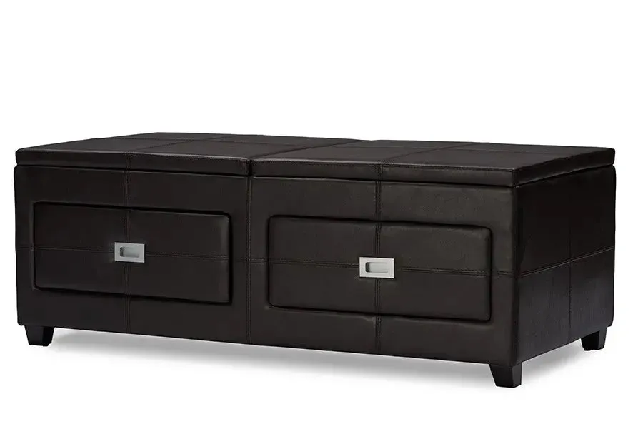 Indy Functional Lift-top Cocktail Ottoman Table with Storage Drawers and Tray