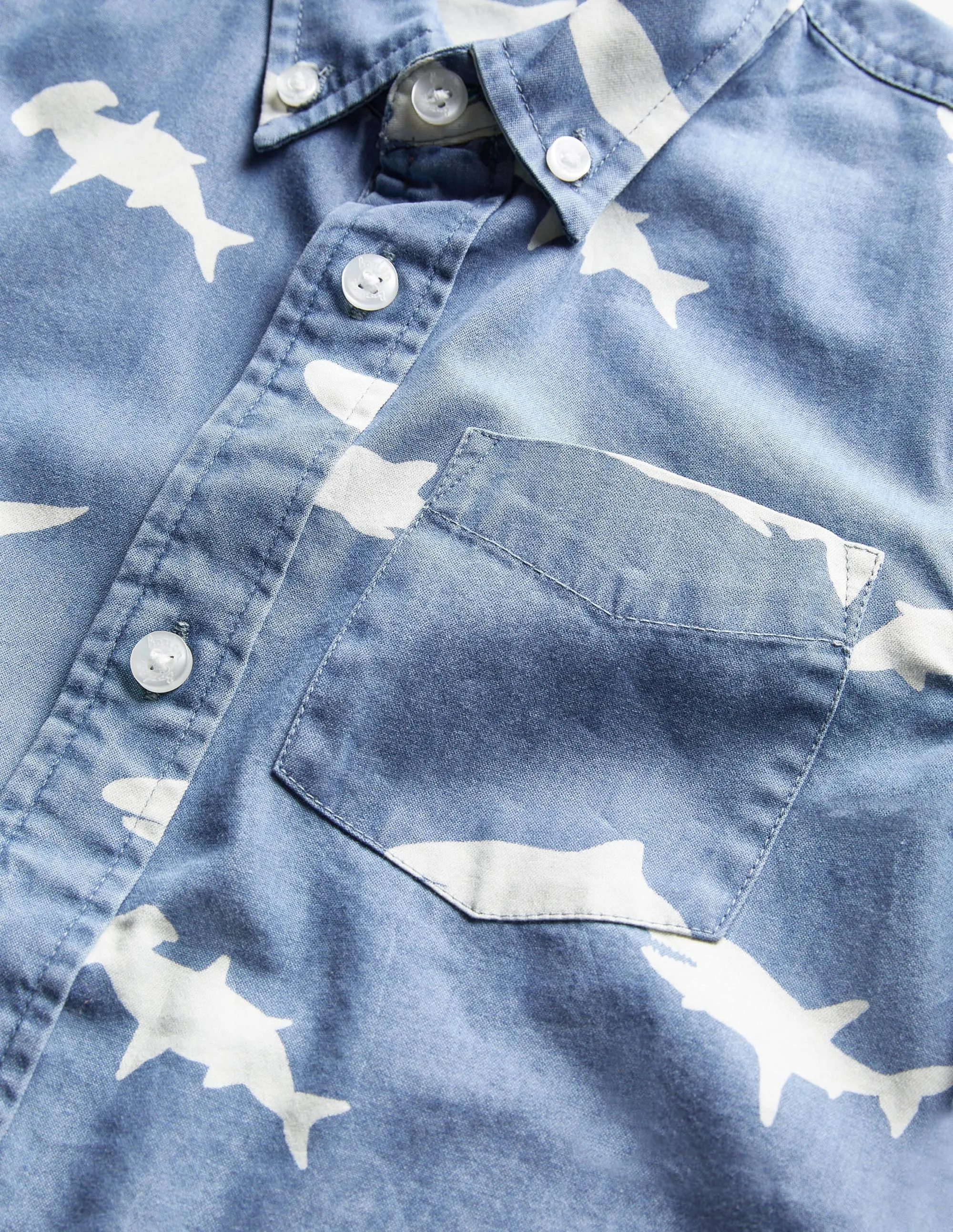 Interest Denim Shirt-Light Denim Sharks