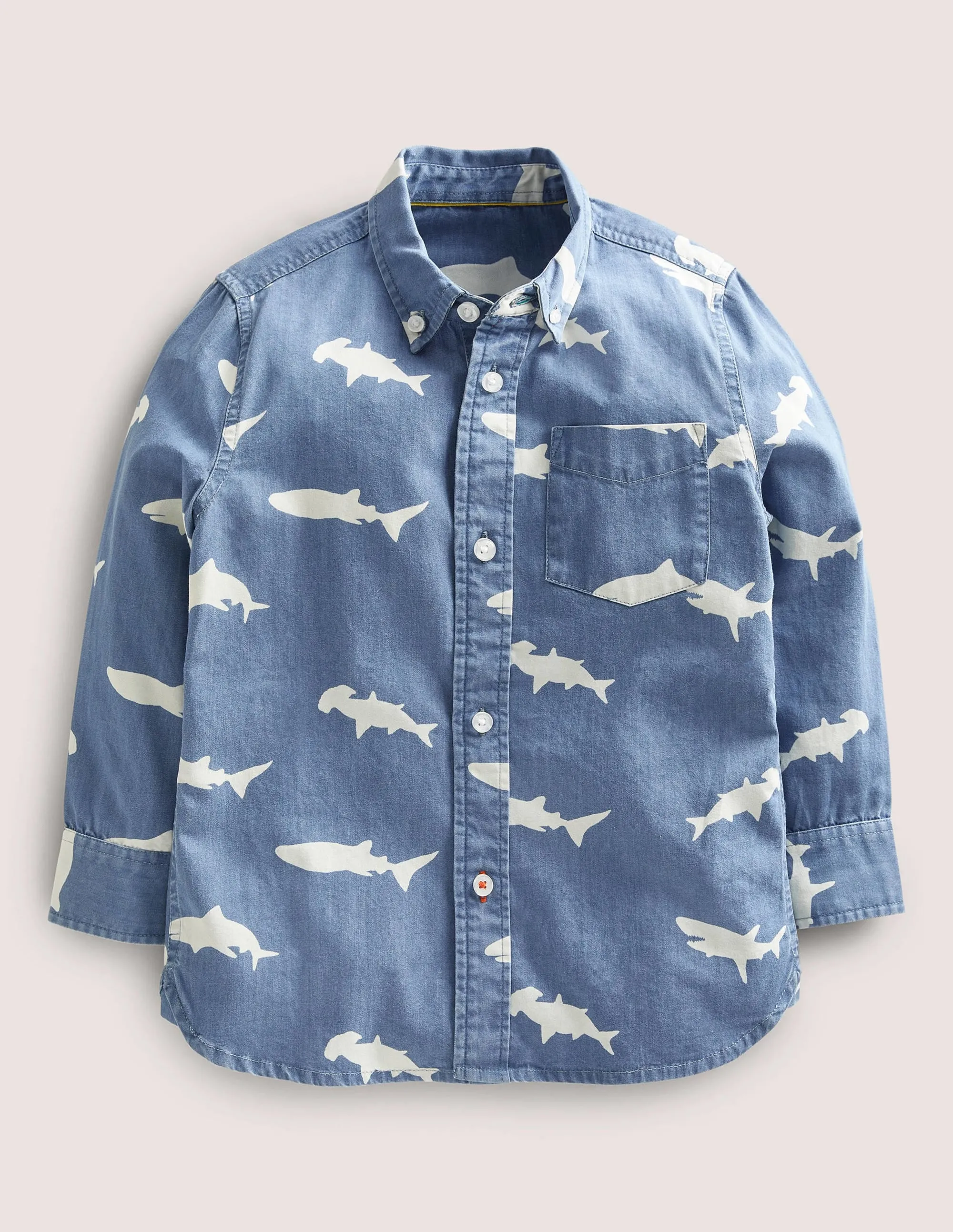 Interest Denim Shirt-Light Denim Sharks
