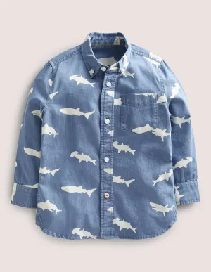 Interest Denim Shirt-Light Denim Sharks