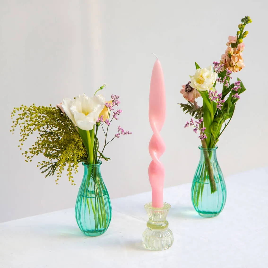 Jade Green Glass Bud Vase for Flowers - Spring Dcor